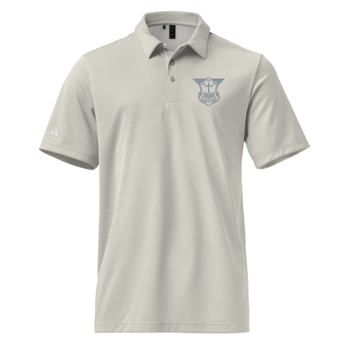 Soldier of Christ Grey Embroidered Adidas Men's Golf Polo Shirt