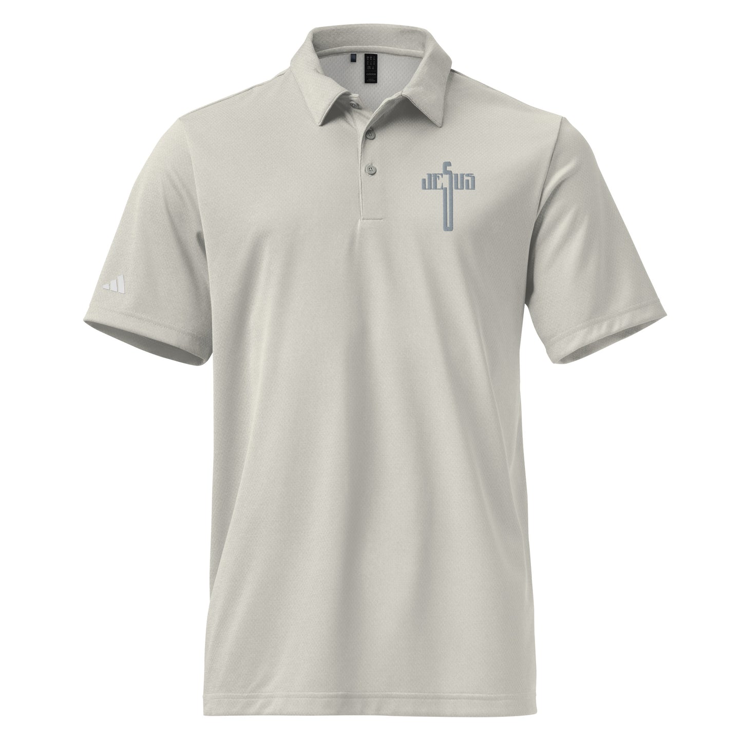 Jesus Cross Grey Embroidered Adidas Men's Golf Polo Shirt