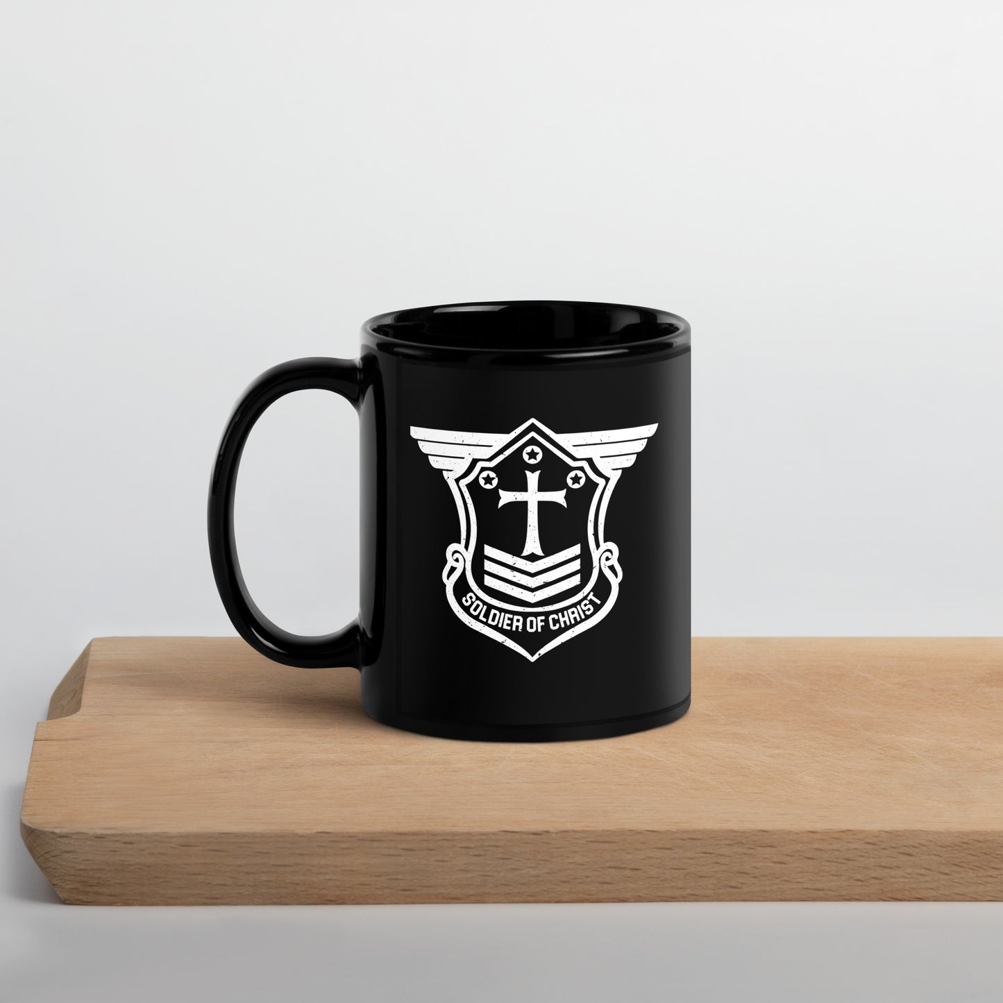 2 Timothy 2:3-4 Black Glossy Mug w/SOC Emblem