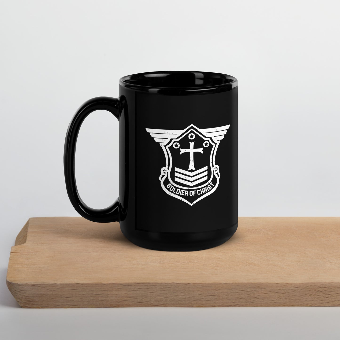 2 Timothy 2:3-4 Black Glossy Mug w/SOC Emblem