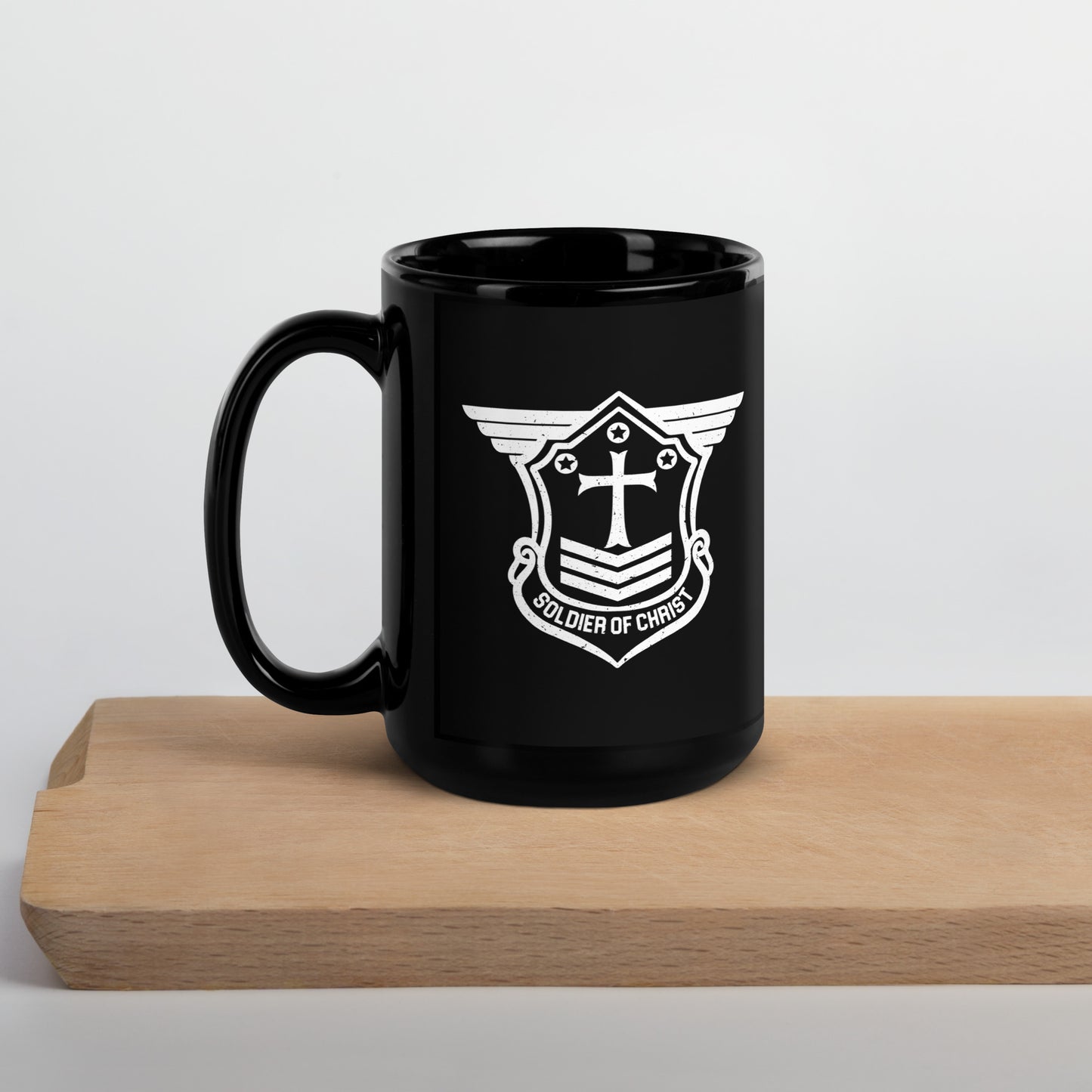 Ephesians 6:11 Black Glossy Mug w/SOC Emblem