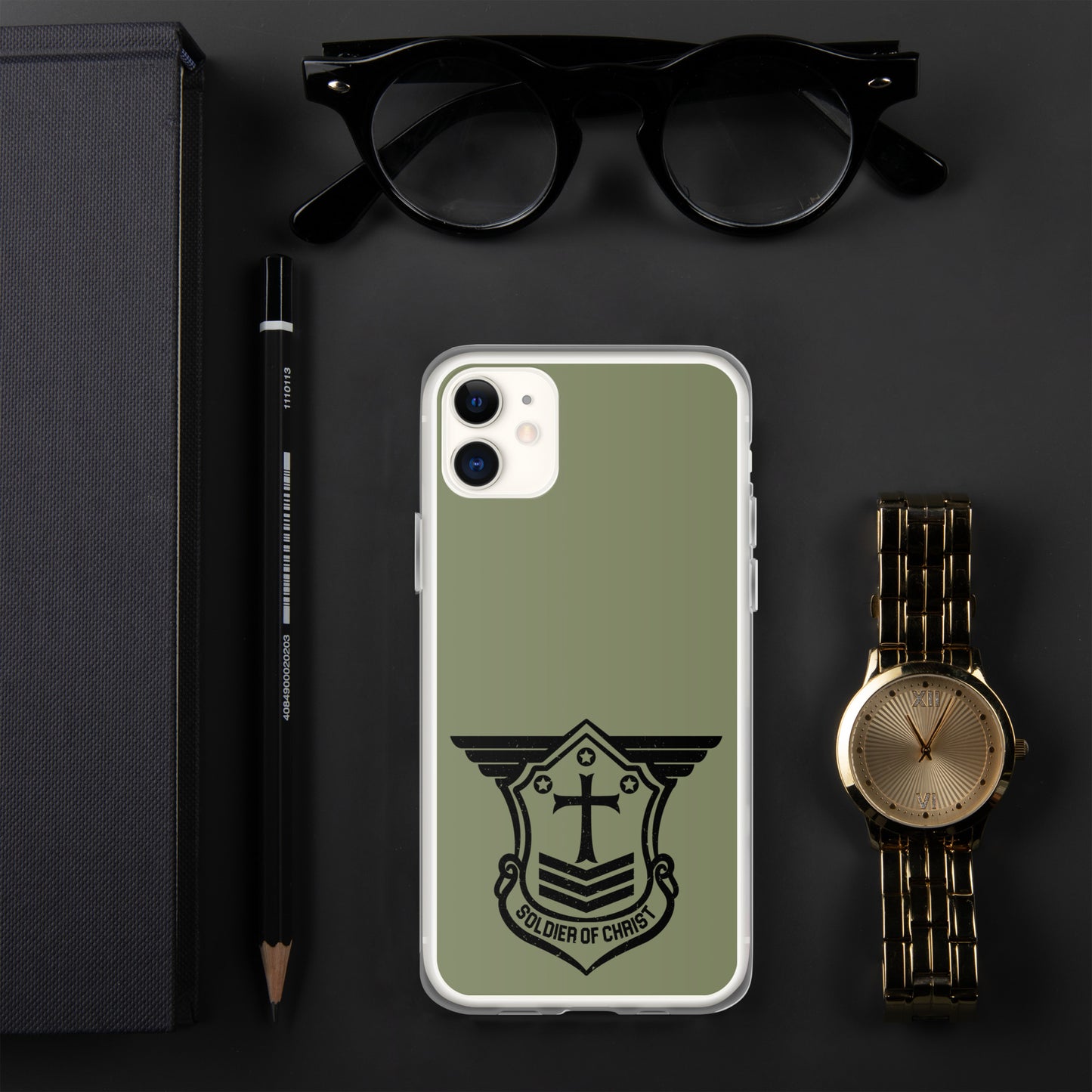 Soldier of Christ Black Military Green Clear Case for iPhone®