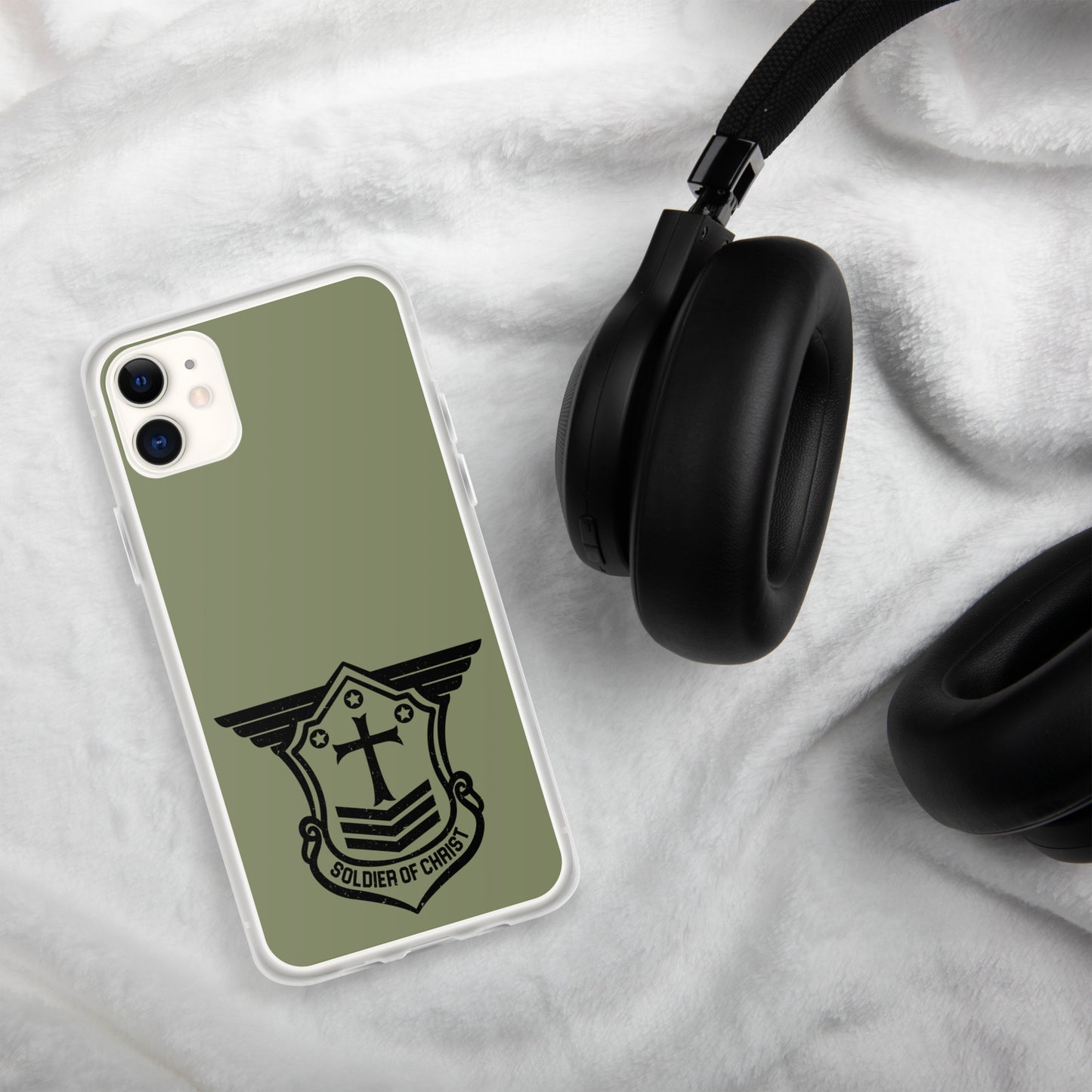 Soldier of Christ Black Military Green Clear Case for iPhone®