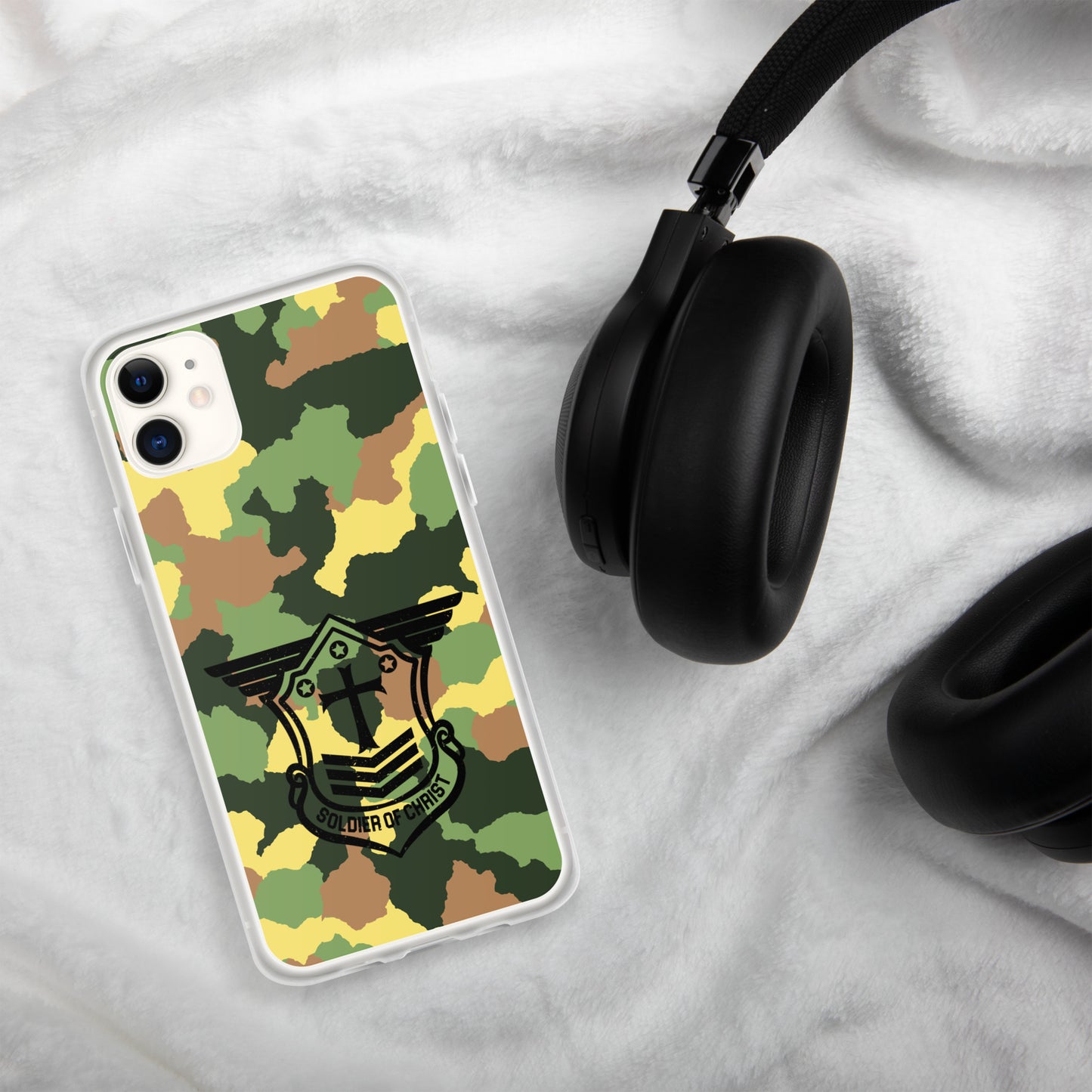 Soldier of Christ Black Camo Green Clear Case for iPhone®