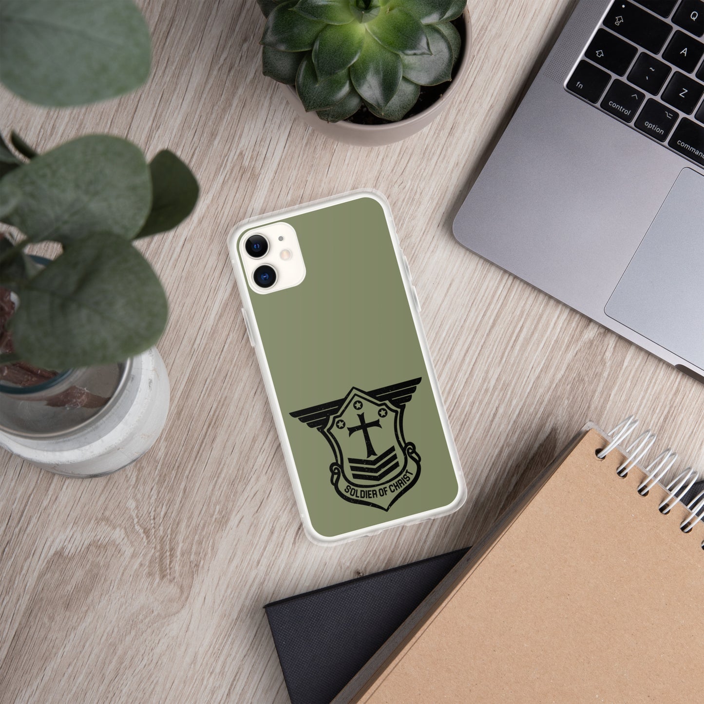 Soldier of Christ Black Military Green Clear Case for iPhone®