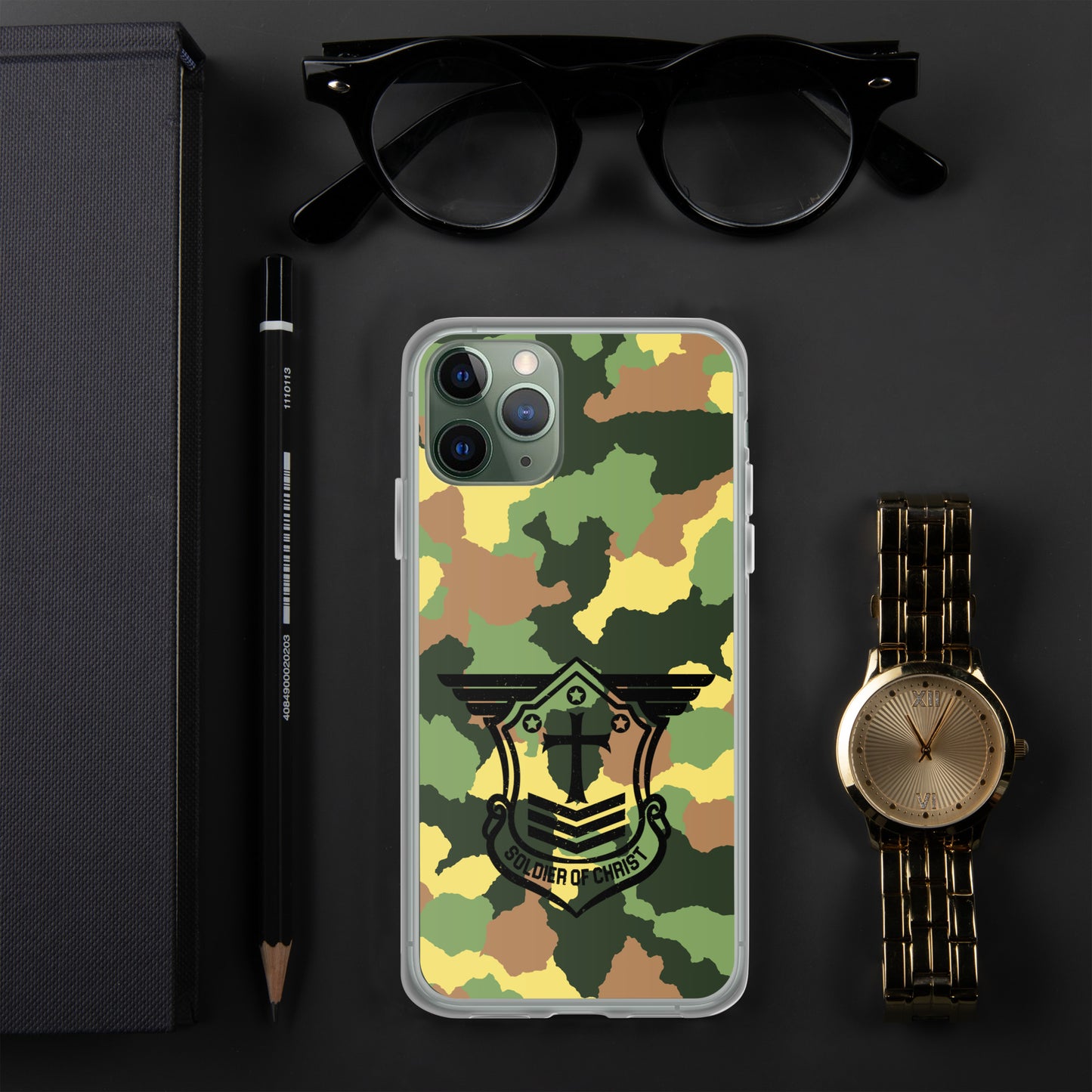 Soldier of Christ Black Camo Green Clear Case for iPhone®