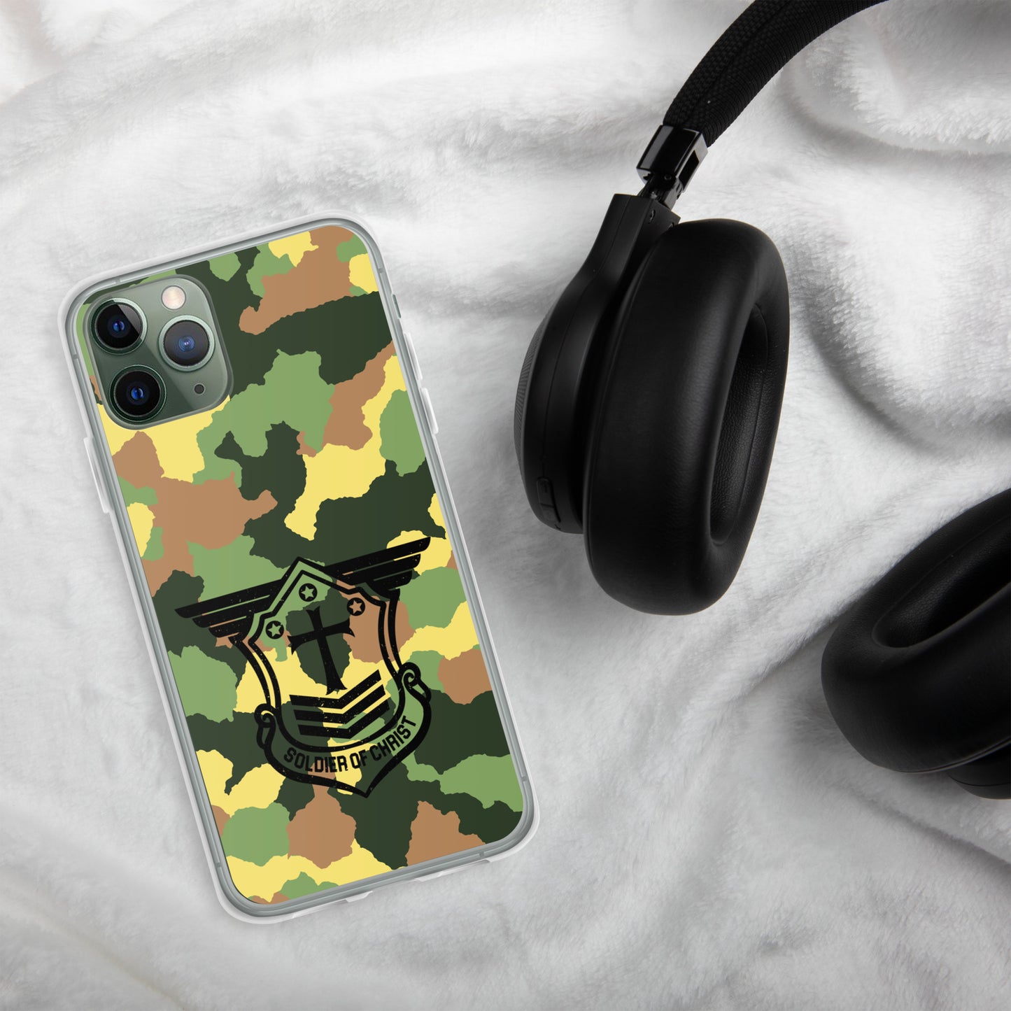 Soldier of Christ Black Camo Green Clear Case for iPhone®