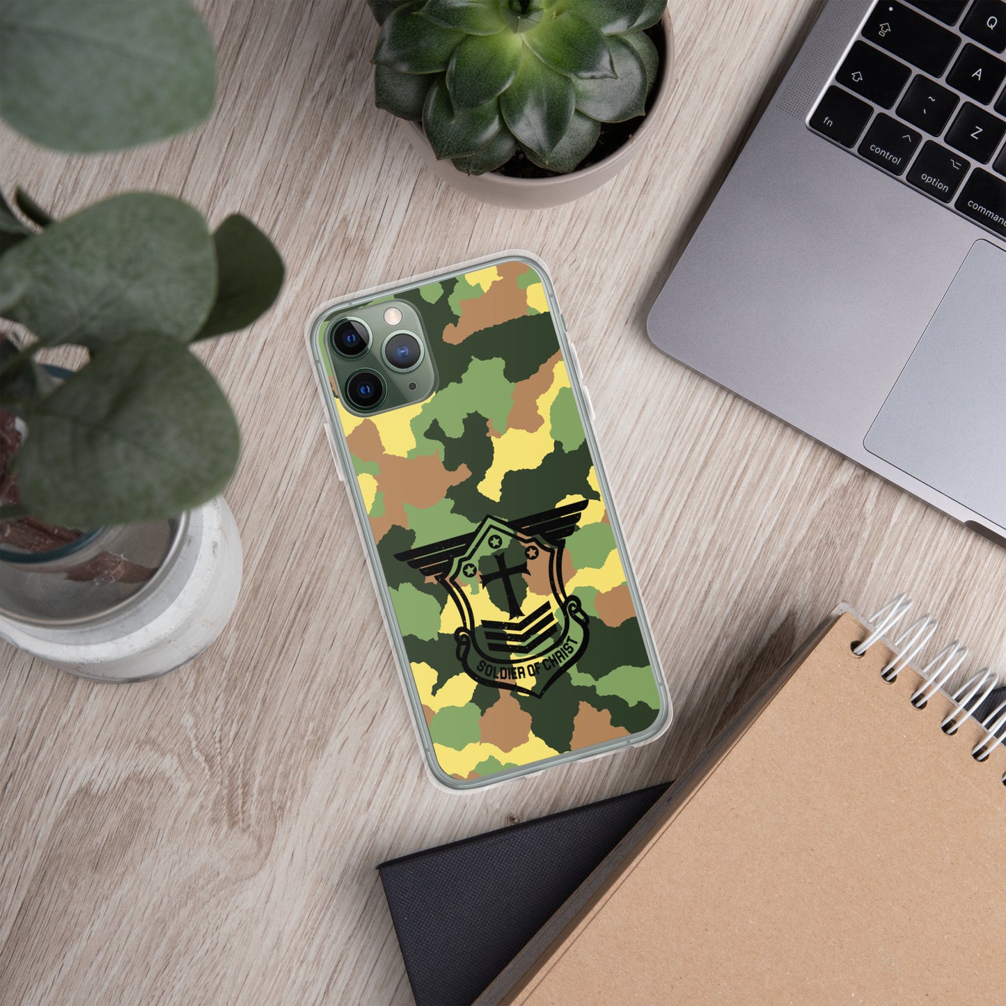 Soldier of Christ Black Camo Green Clear Case for iPhone®