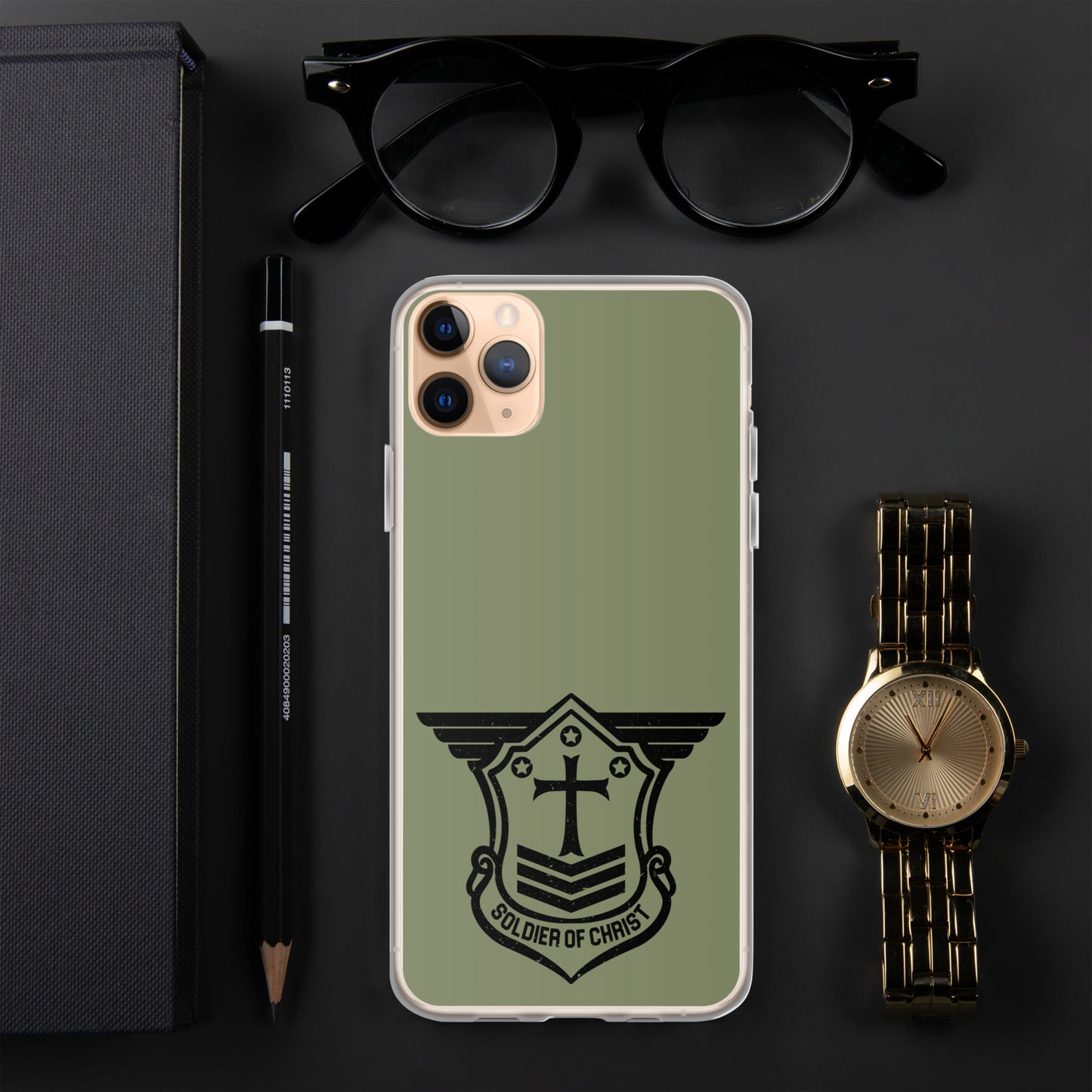 Soldier of Christ Black Military Green Clear Case for iPhone®