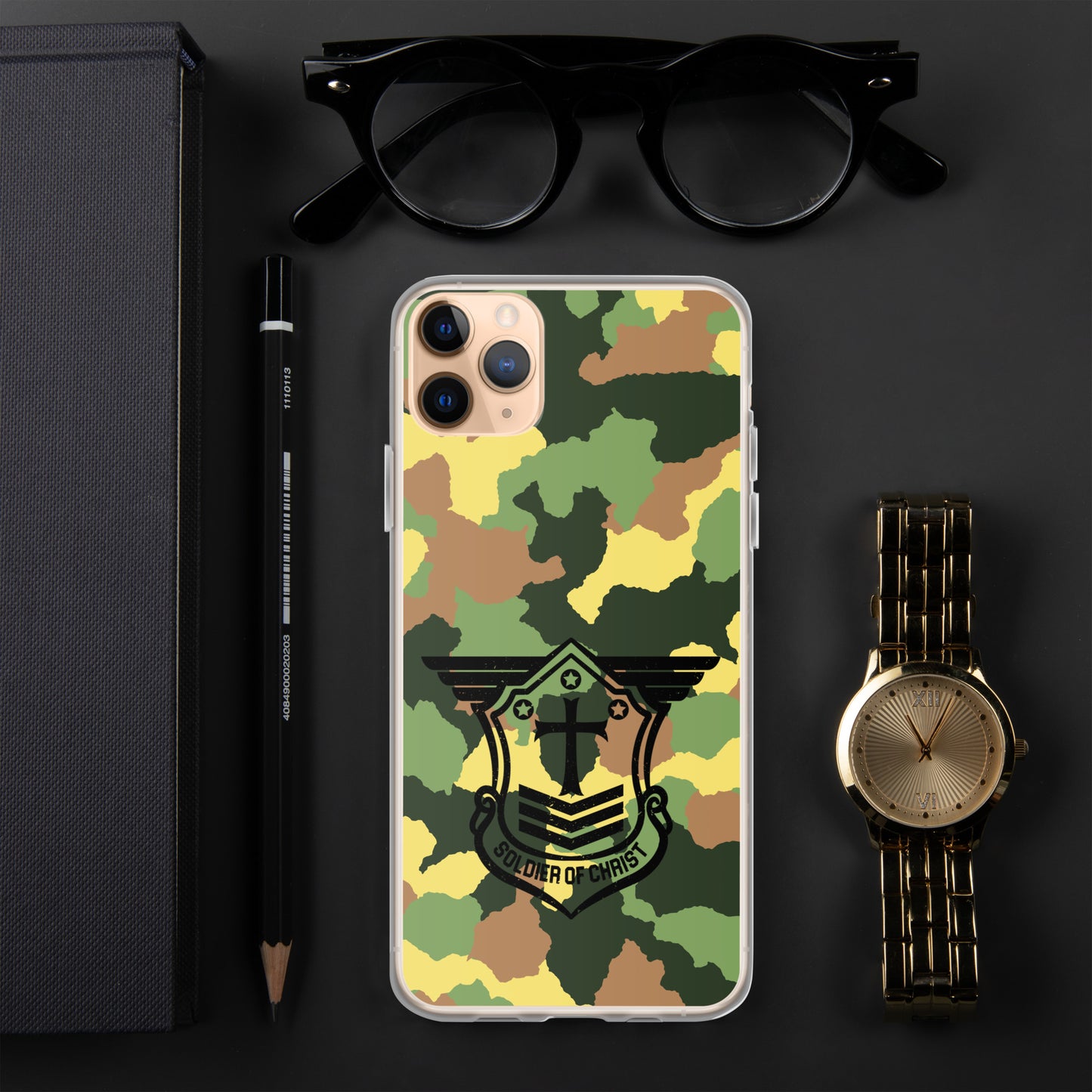 Soldier of Christ Black Camo Green Clear Case for iPhone®