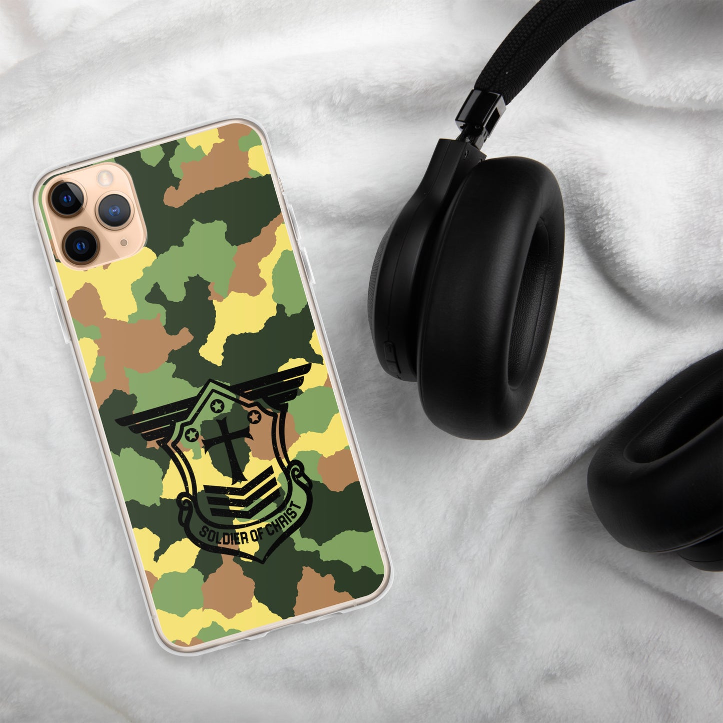 Soldier of Christ Black Camo Green Clear Case for iPhone®