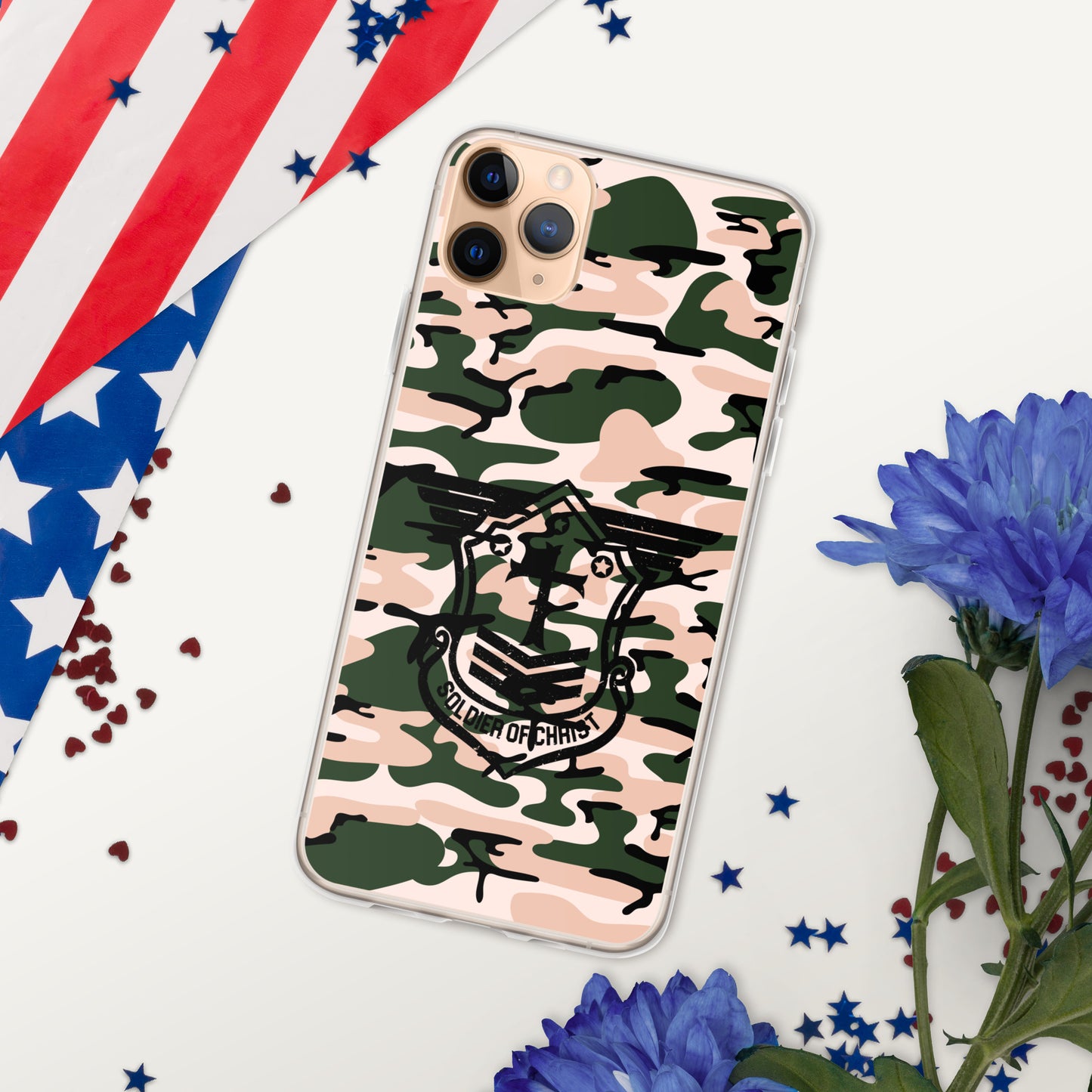 Soldier of Christ Black Camo Pink Clear Case for iPhone®