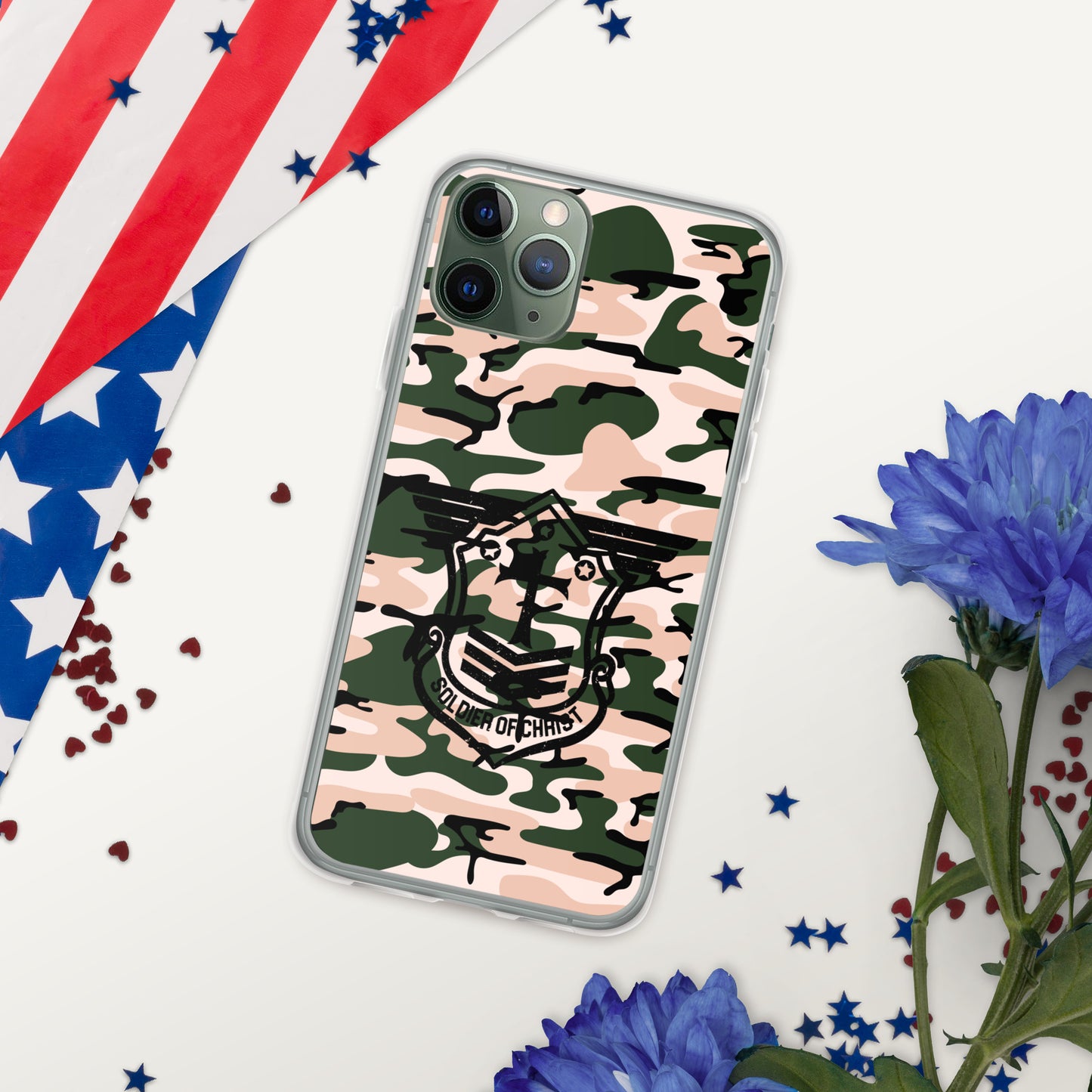 Soldier of Christ Black Camo Pink Clear Case for iPhone®