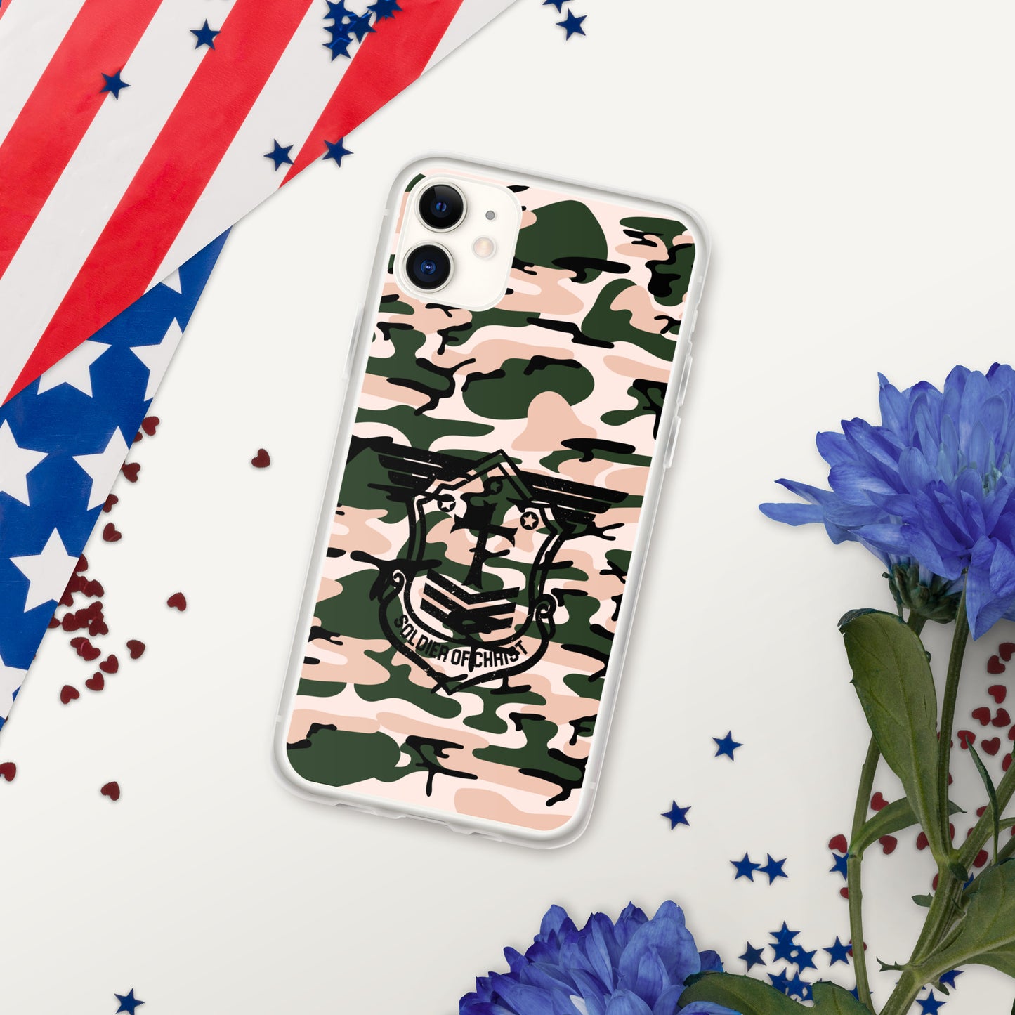 Soldier of Christ Black Camo Pink Clear Case for iPhone®