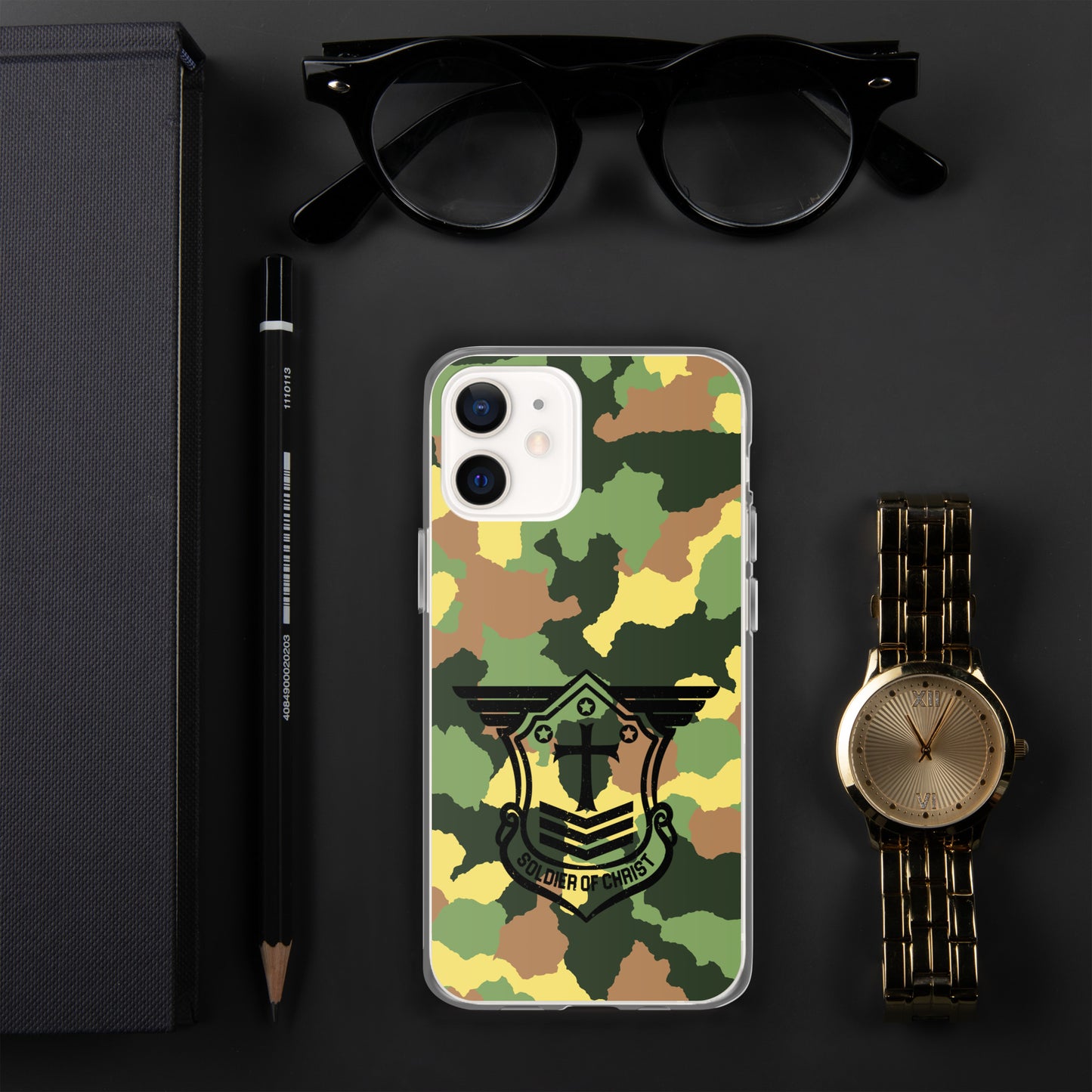 Soldier of Christ Black Camo Green Clear Case for iPhone®