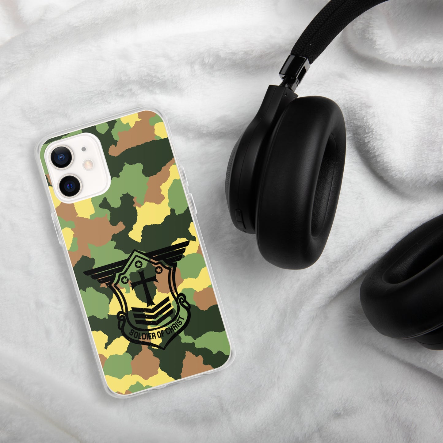 Soldier of Christ Black Camo Green Clear Case for iPhone®