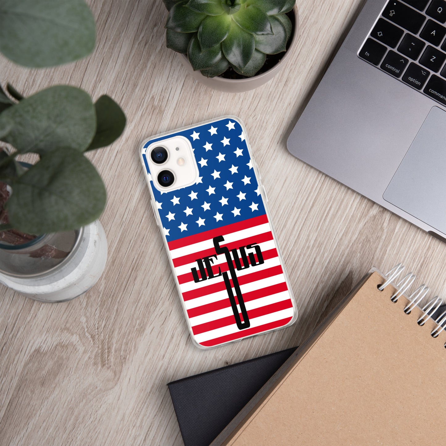 Jesus Cross Black Patriot Clear Case for iPhone®