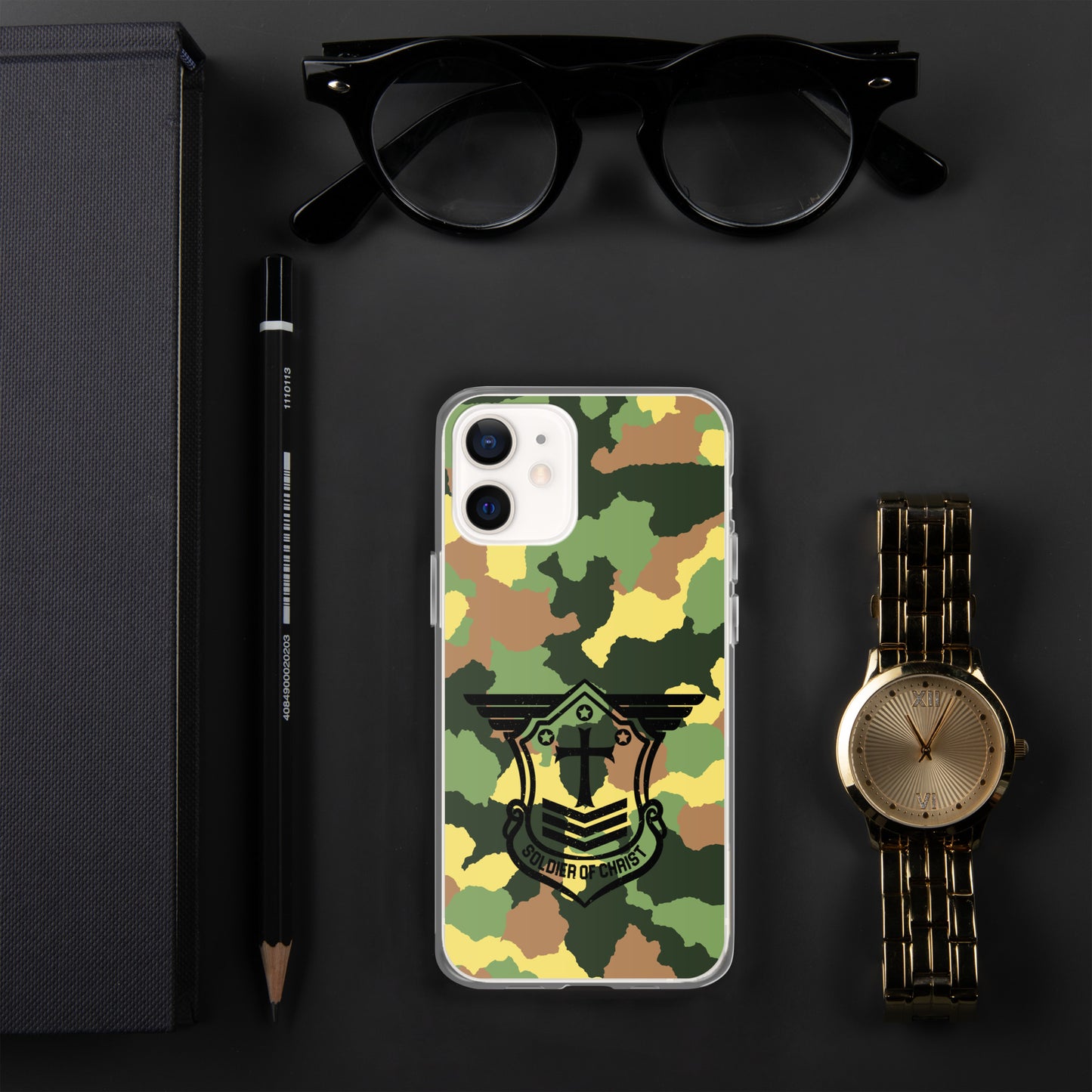 Soldier of Christ Black Camo Green Clear Case for iPhone®