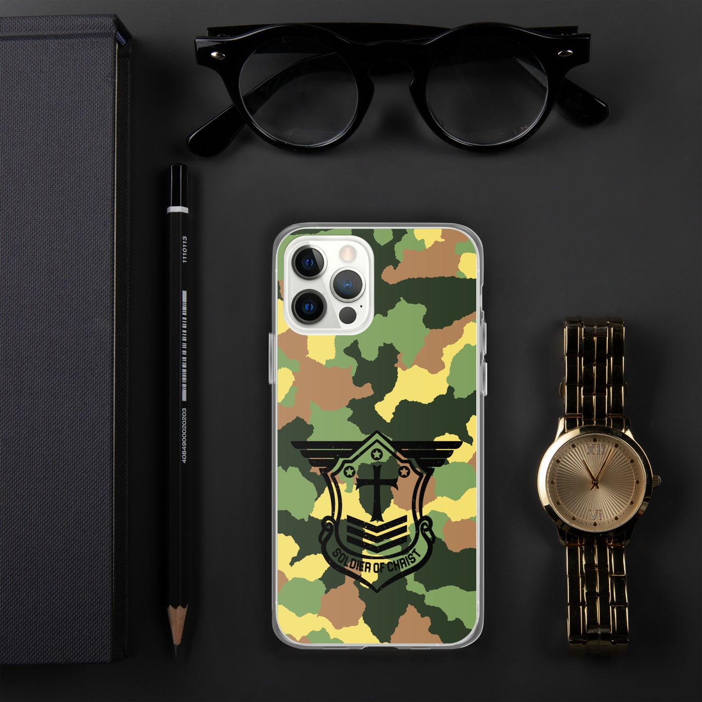 Soldier of Christ Black Camo Green Clear Case for iPhone®