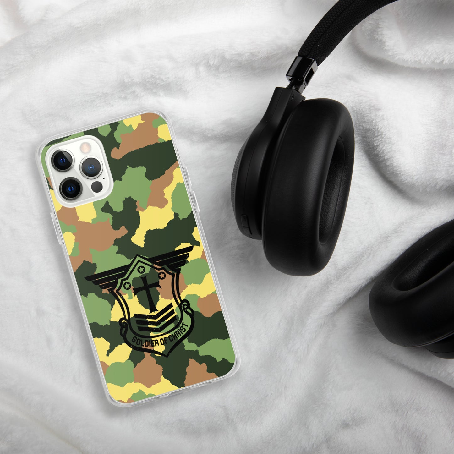 Soldier of Christ Black Camo Green Clear Case for iPhone®