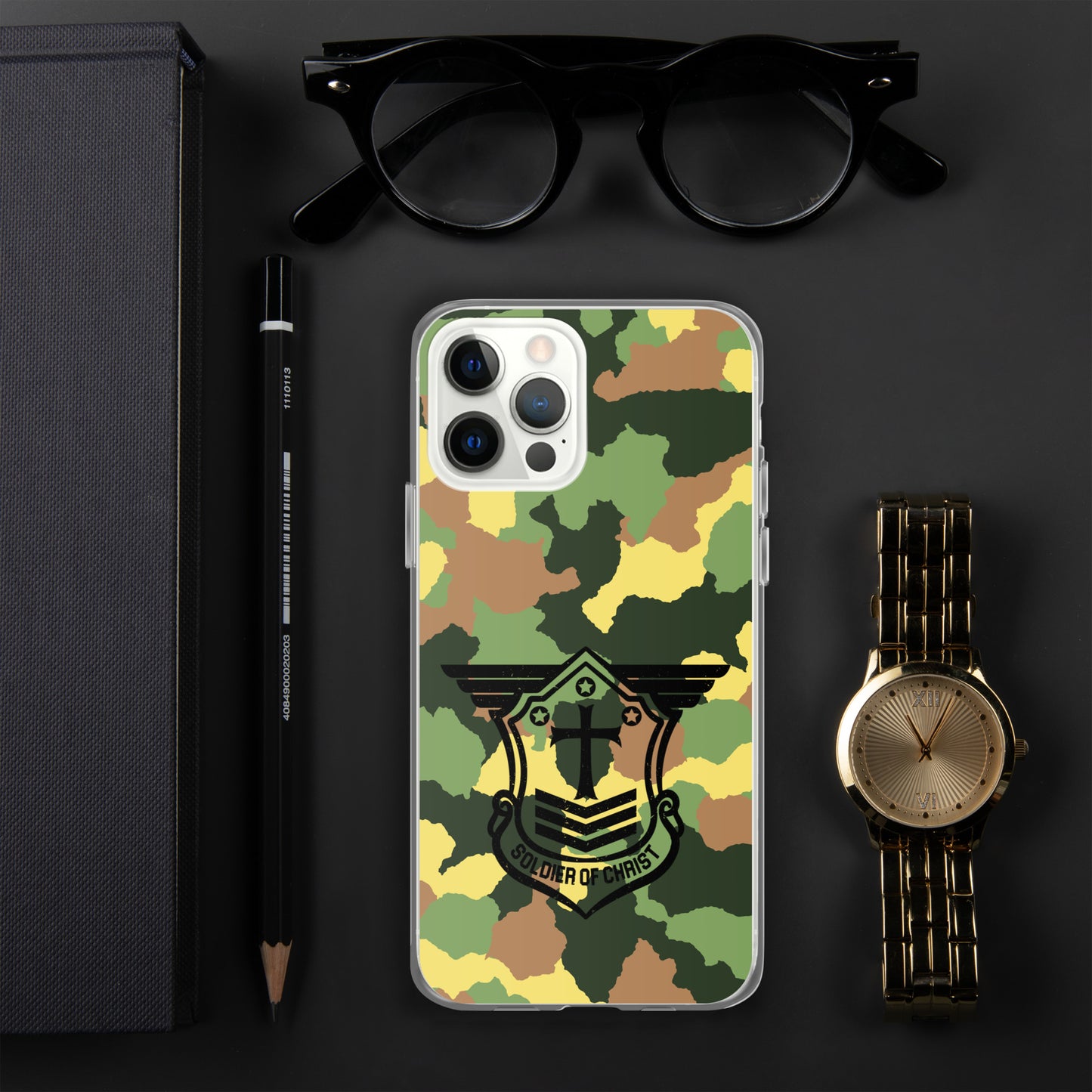 Soldier of Christ Black Camo Green Clear Case for iPhone®