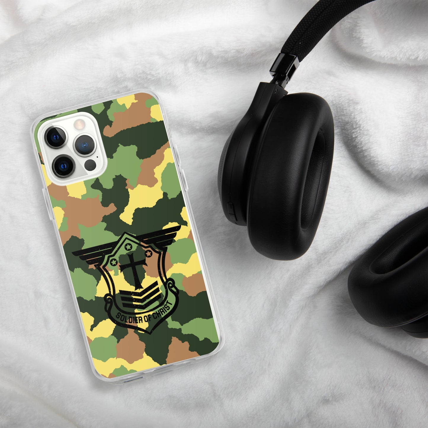 Soldier of Christ Black Camo Green Clear Case for iPhone®