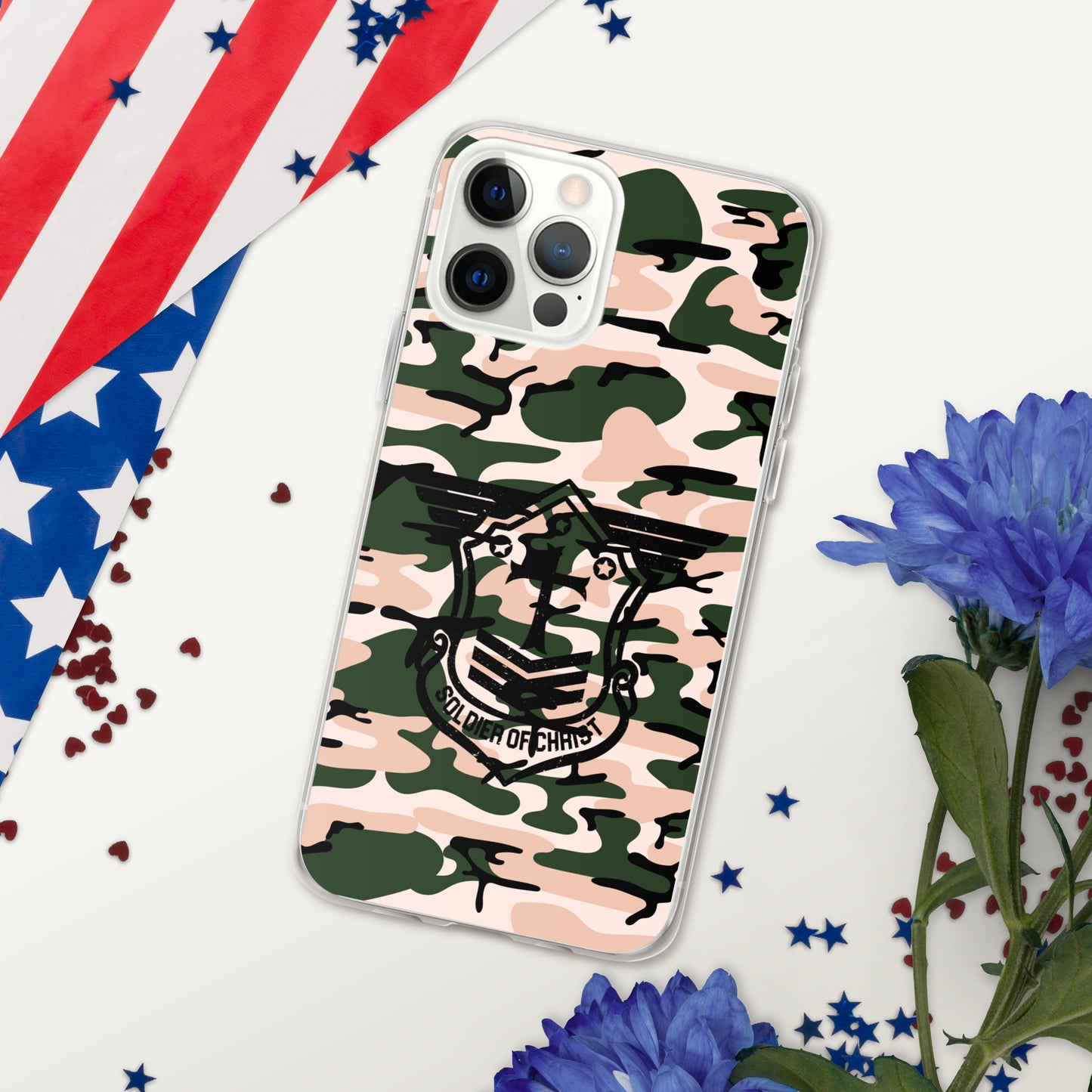 Soldier of Christ Black Camo Pink Clear Case for iPhone®