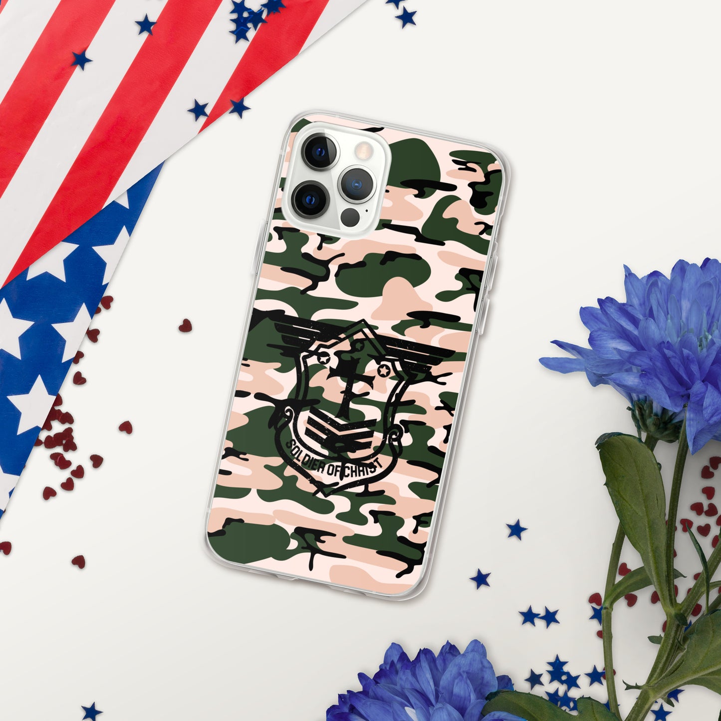 Soldier of Christ Black Camo Pink Clear Case for iPhone®