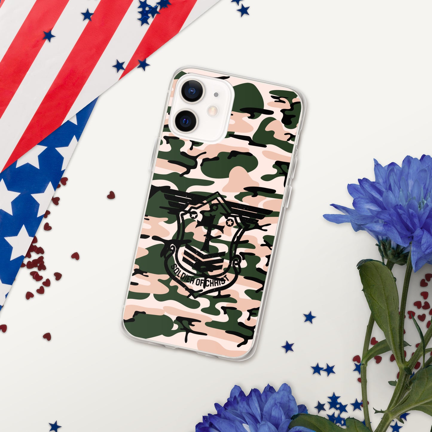 Soldier of Christ Black Camo Pink Clear Case for iPhone®