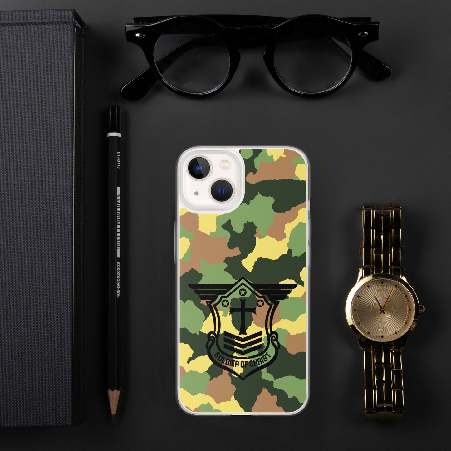 Soldier of Christ Black Camo Green Clear Case for iPhone®