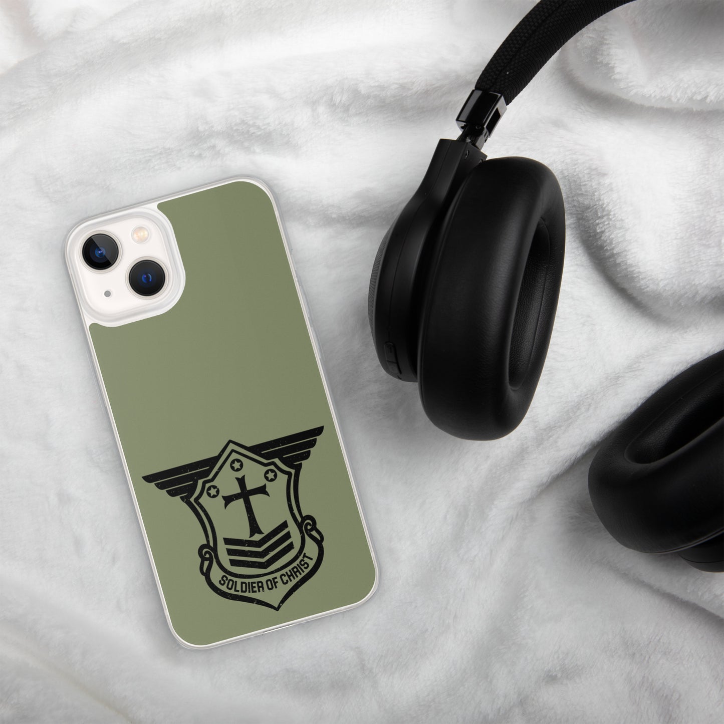 Soldier of Christ Black Military Green Clear Case for iPhone®