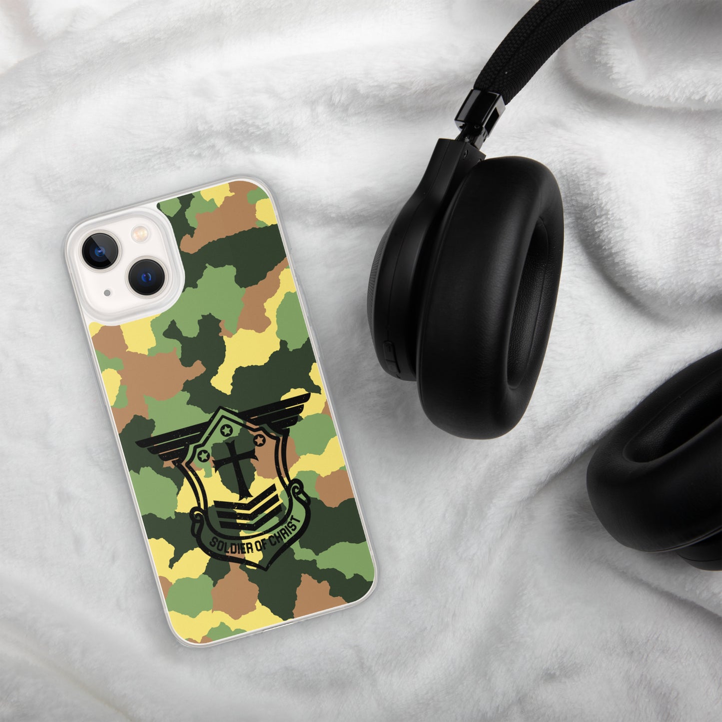 Soldier of Christ Black Camo Green Clear Case for iPhone®