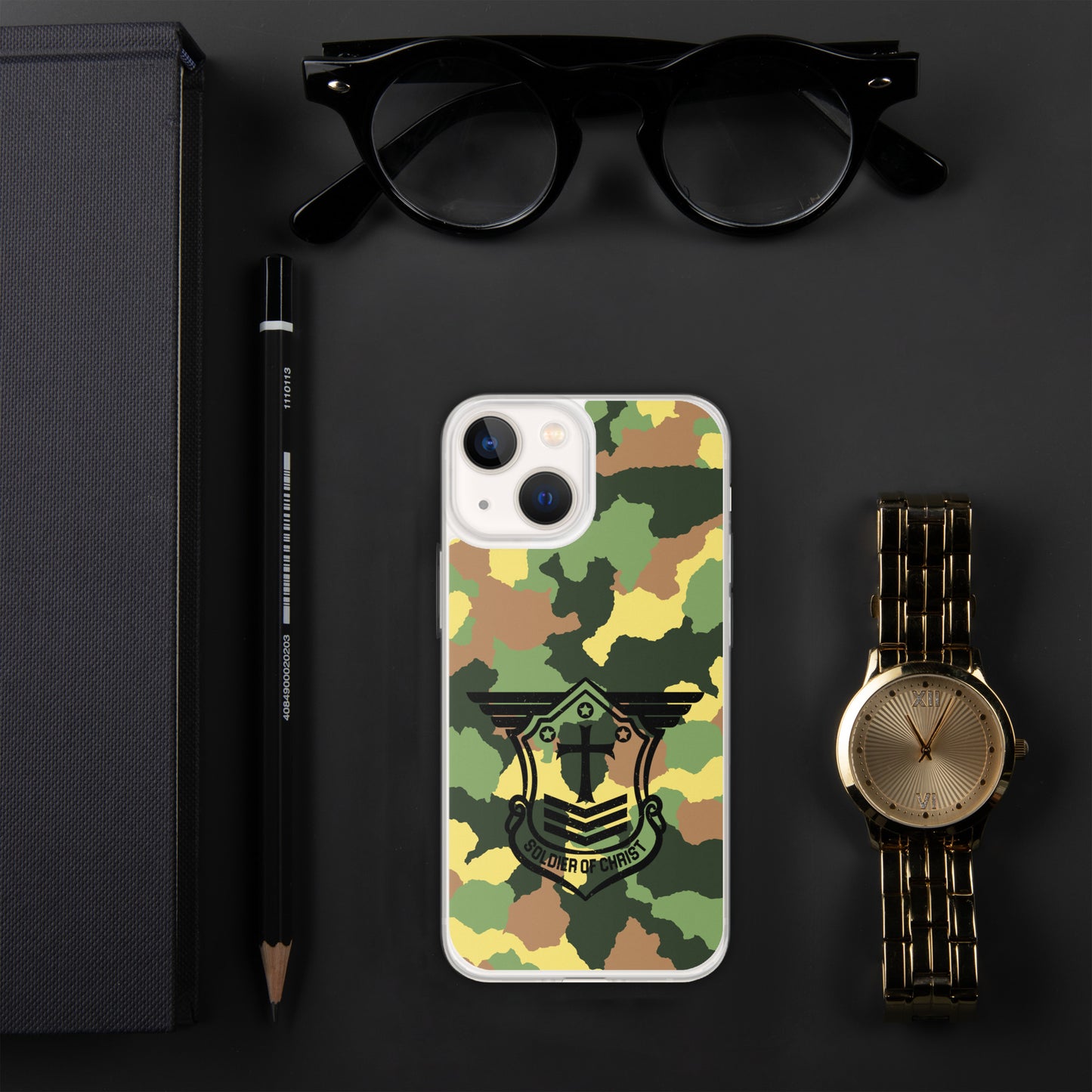 Soldier of Christ Black Camo Green Clear Case for iPhone®