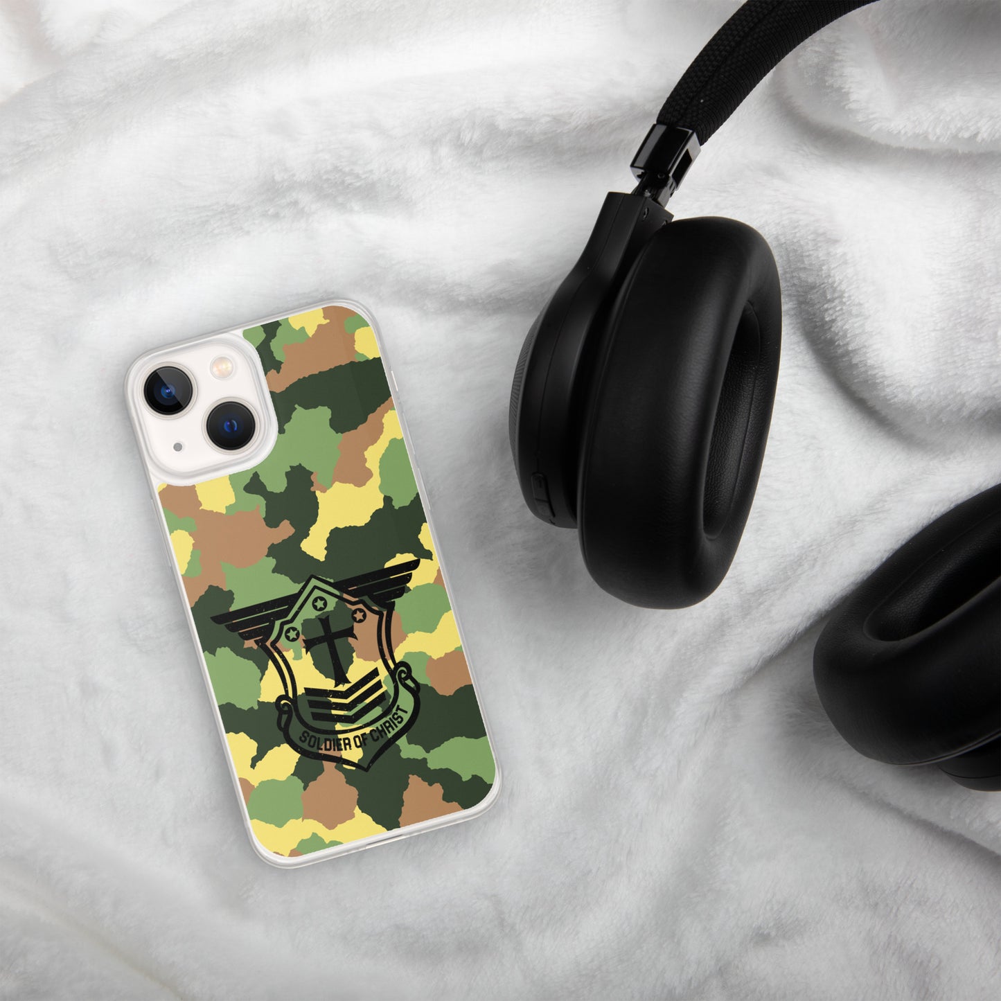 Soldier of Christ Black Camo Green Clear Case for iPhone®