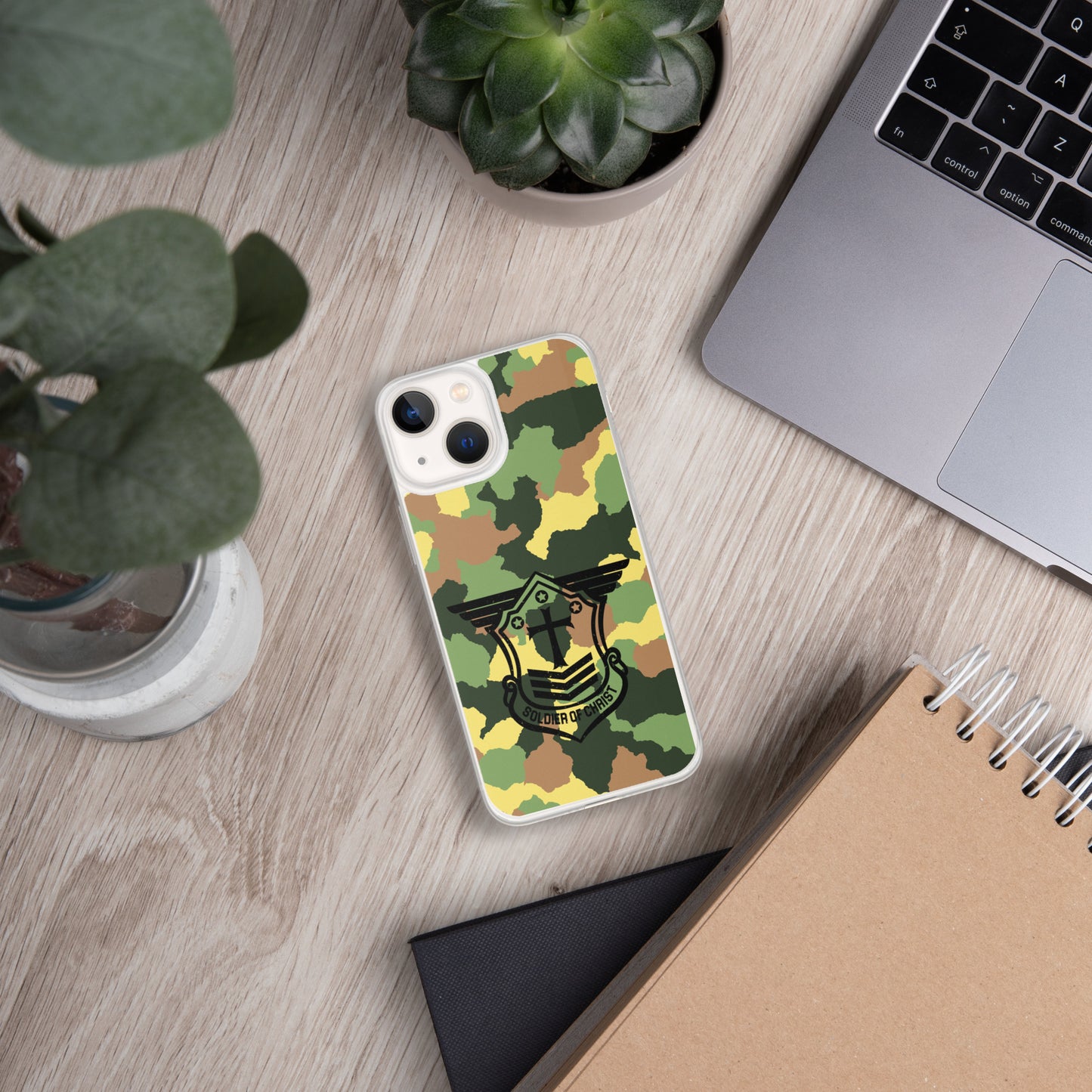 Soldier of Christ Black Camo Green Clear Case for iPhone®