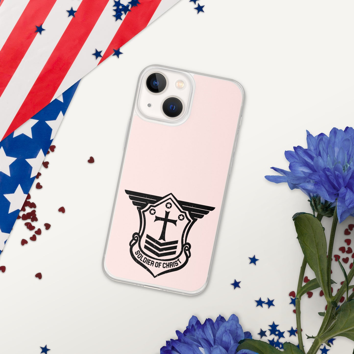 Soldier of Christ Black Rose Pink Clear Case for iPhone®