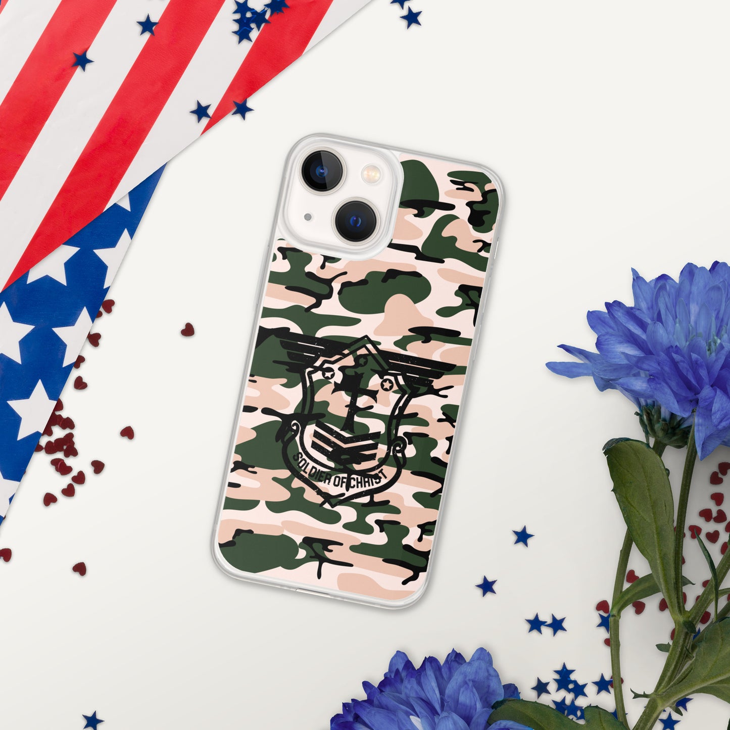 Soldier of Christ Black Camo Pink Clear Case for iPhone®