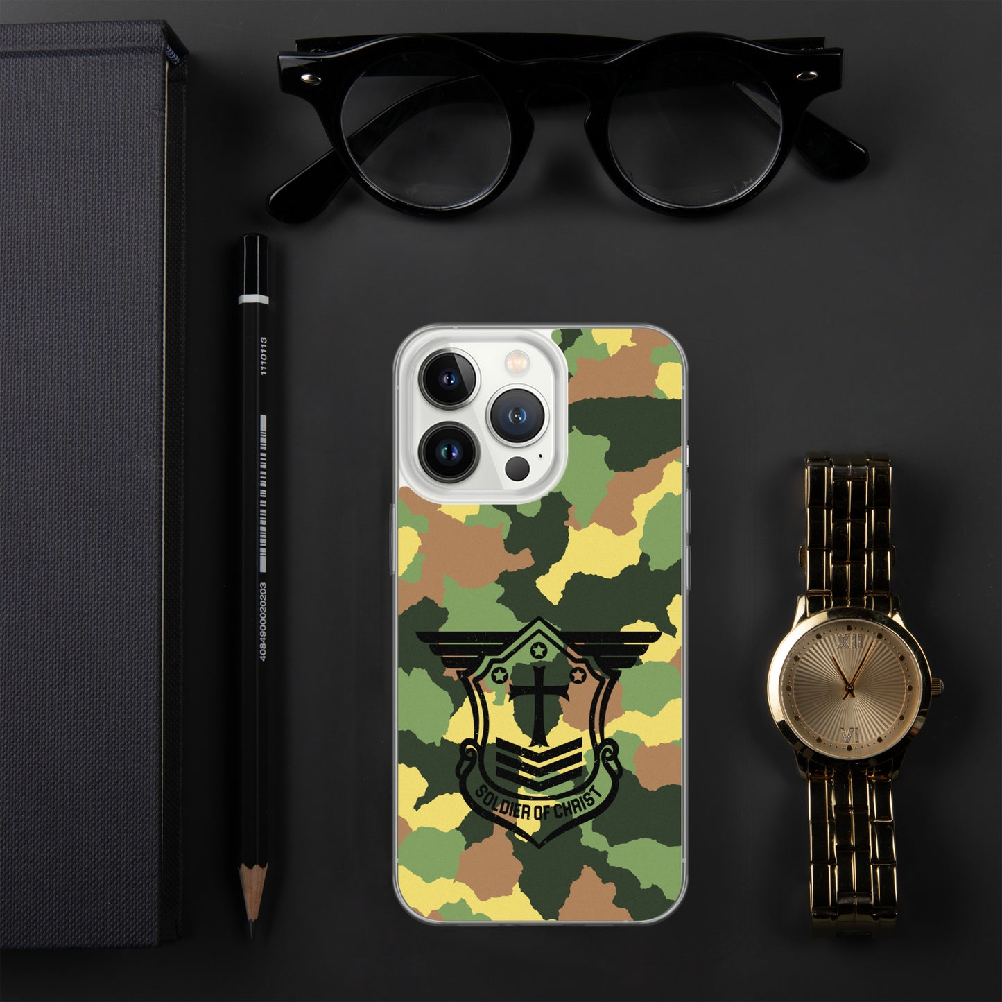 Soldier of Christ Black Camo Green Clear Case for iPhone®