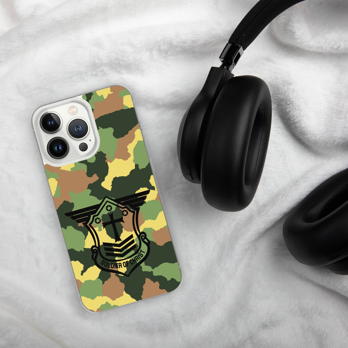 Soldier of Christ Black Camo Green Clear Case for iPhone®