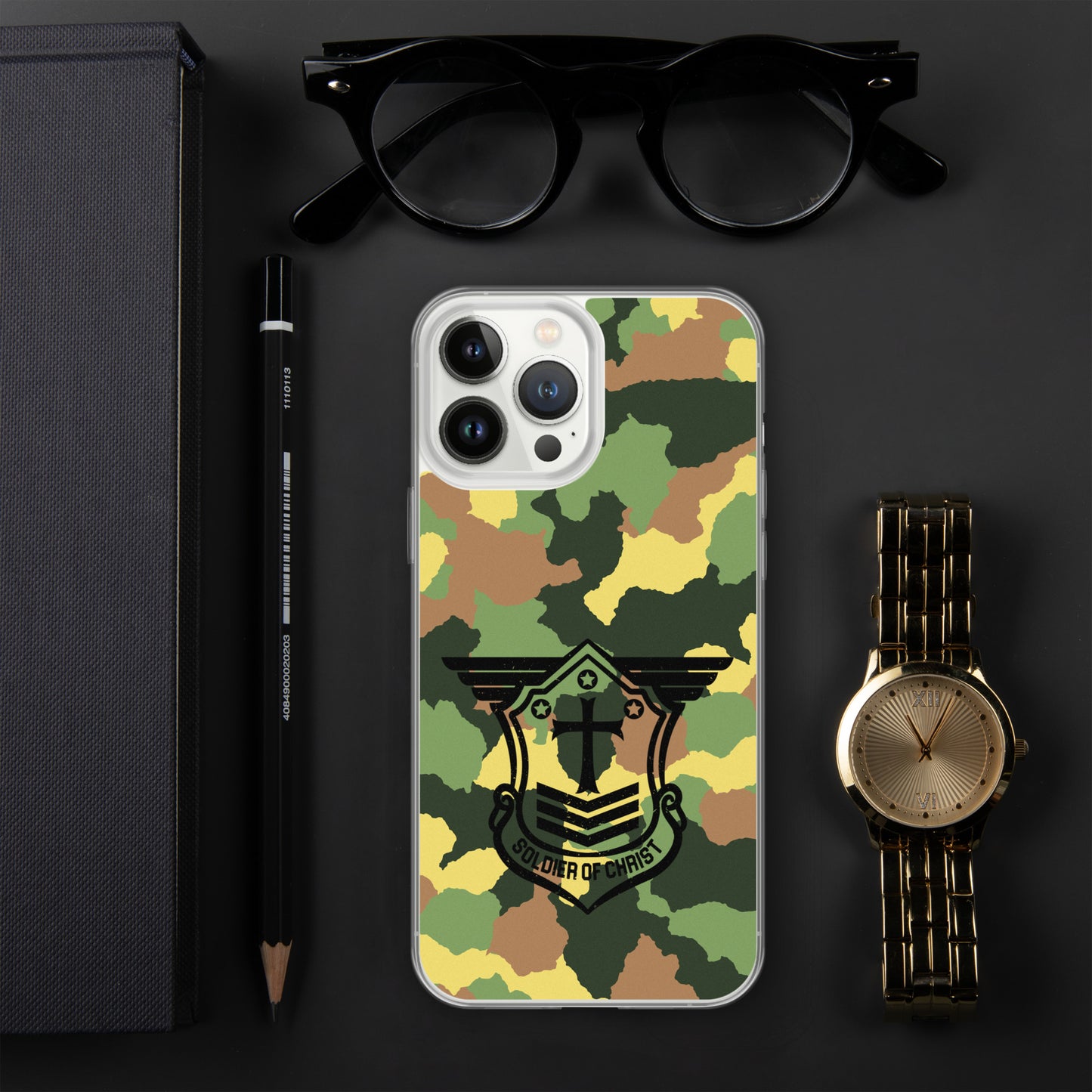 Soldier of Christ Black Camo Green Clear Case for iPhone®