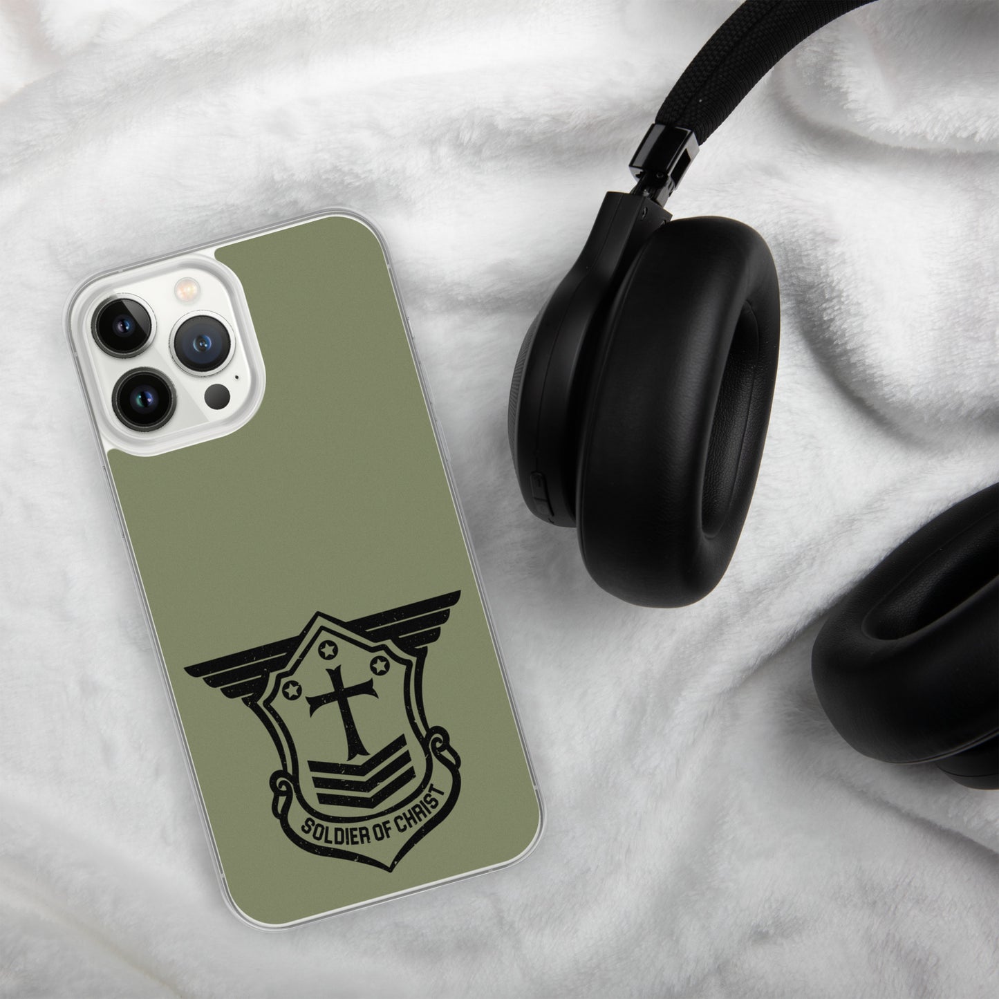 Soldier of Christ Black Military Green Clear Case for iPhone®