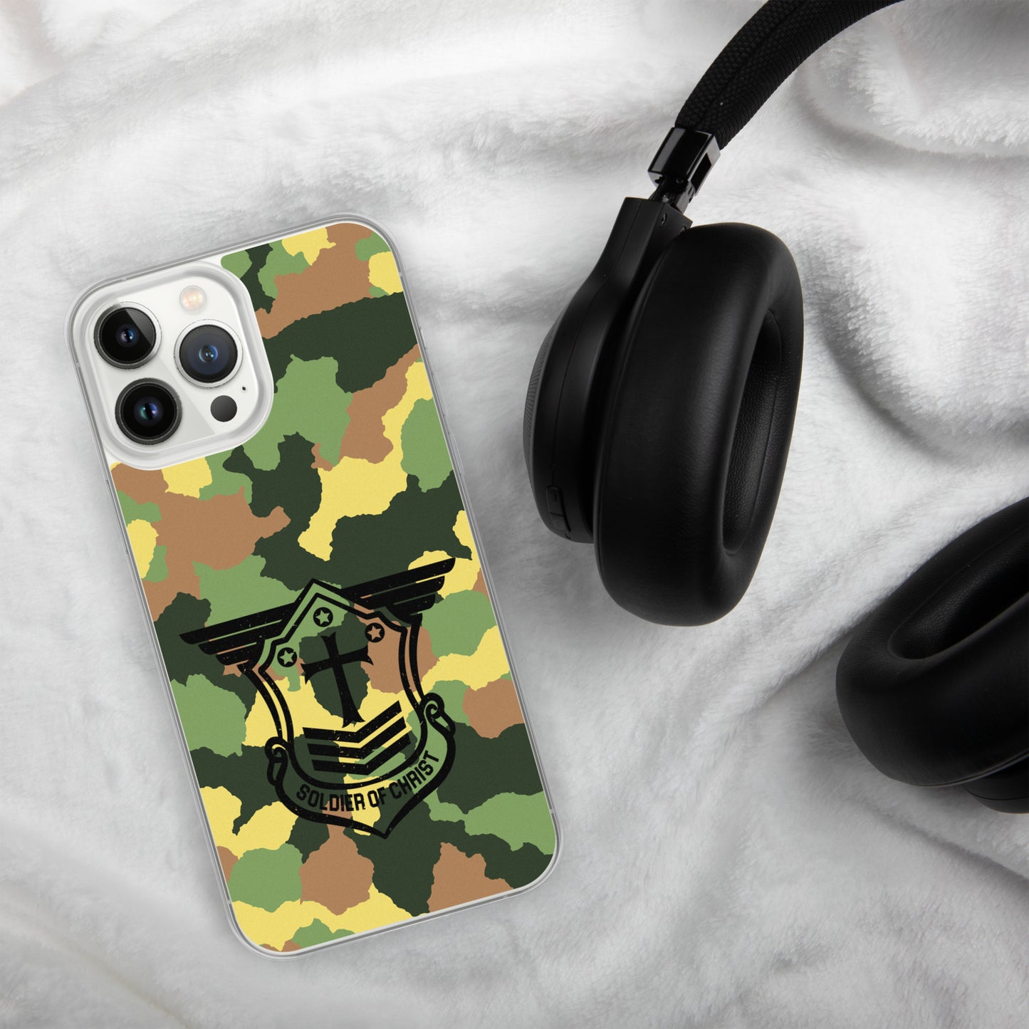 Soldier of Christ Black Camo Green Clear Case for iPhone®