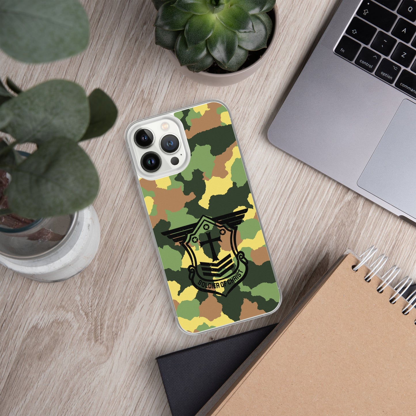 Soldier of Christ Black Camo Green Clear Case for iPhone®