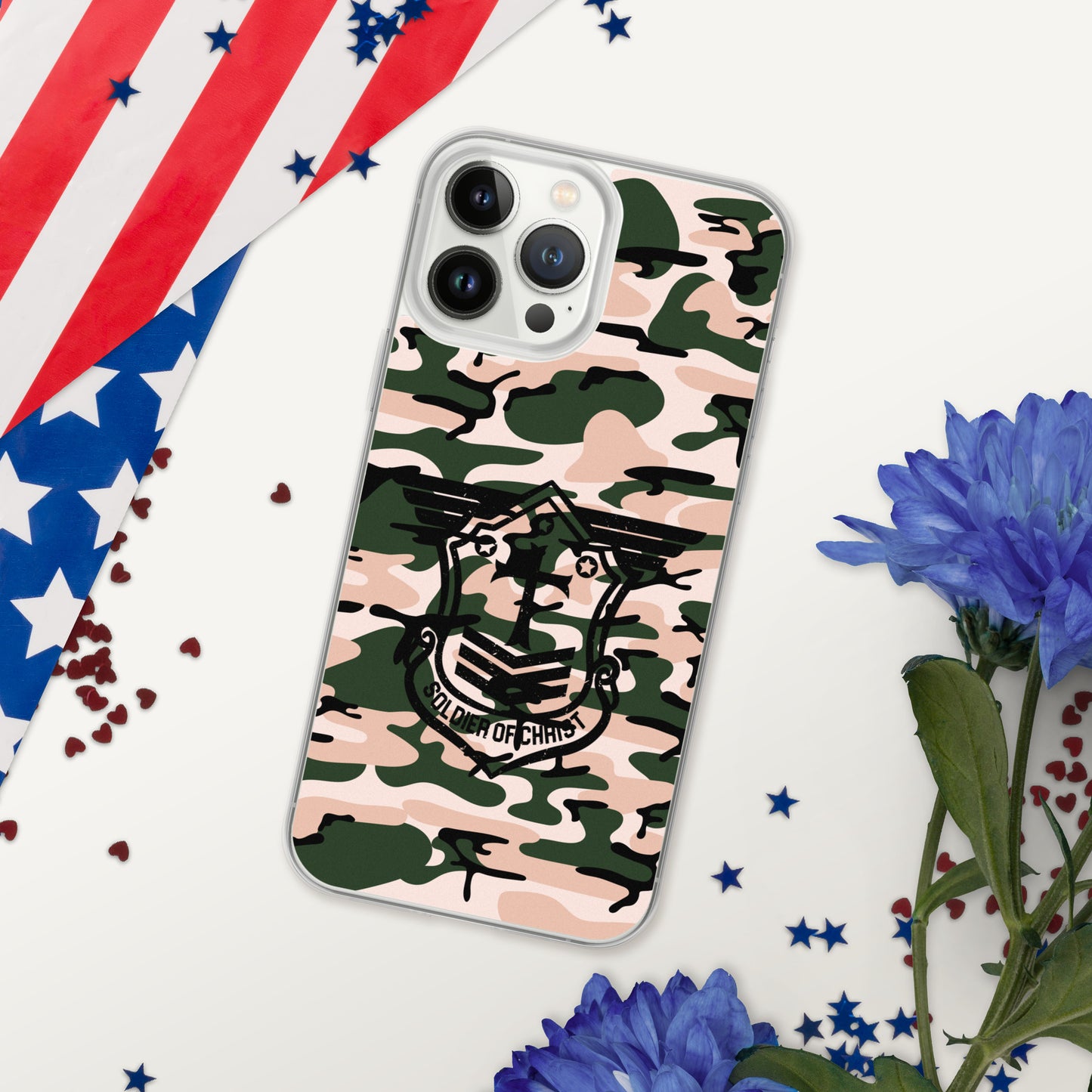 Soldier of Christ Black Camo Pink Clear Case for iPhone®