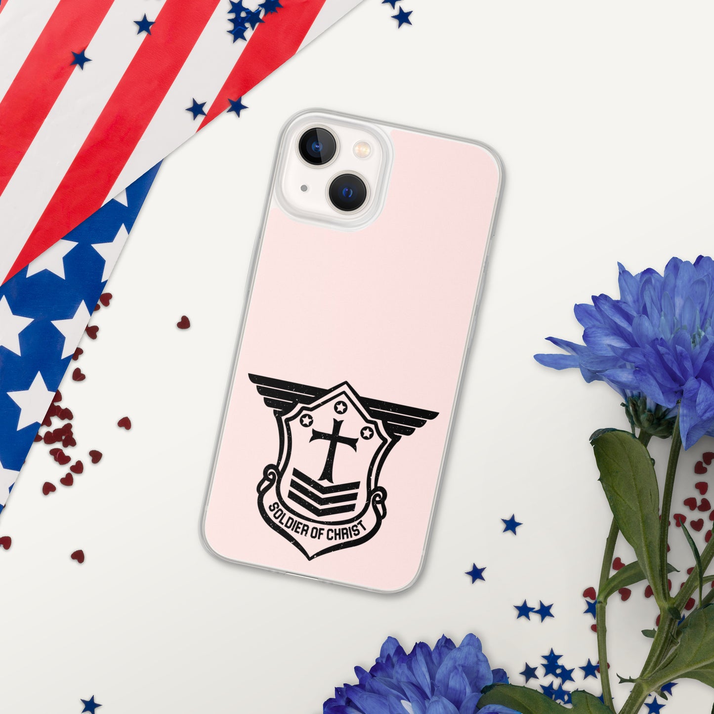 Soldier of Christ Black Rose Pink Clear Case for iPhone®