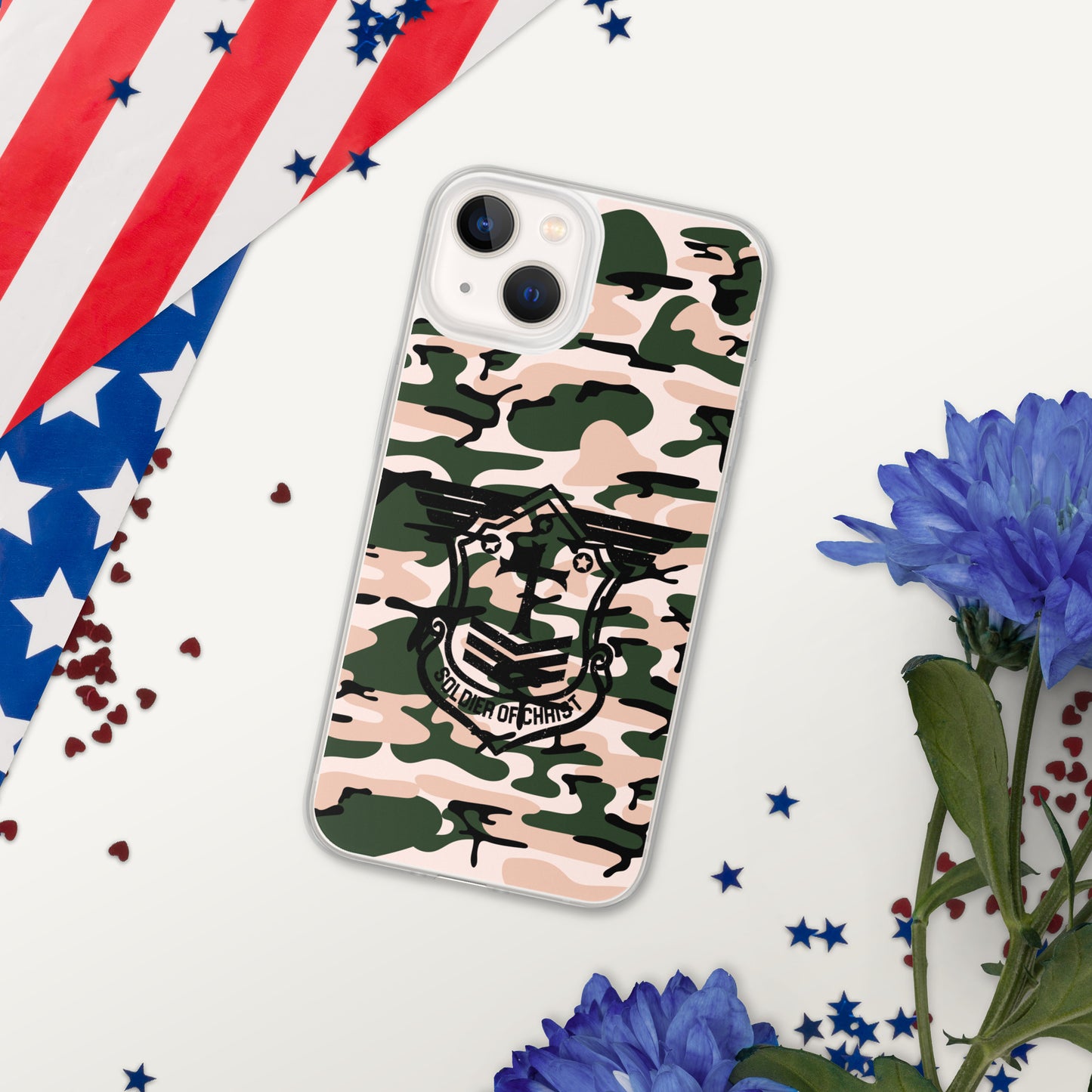 Soldier of Christ Black Camo Pink Clear Case for iPhone®