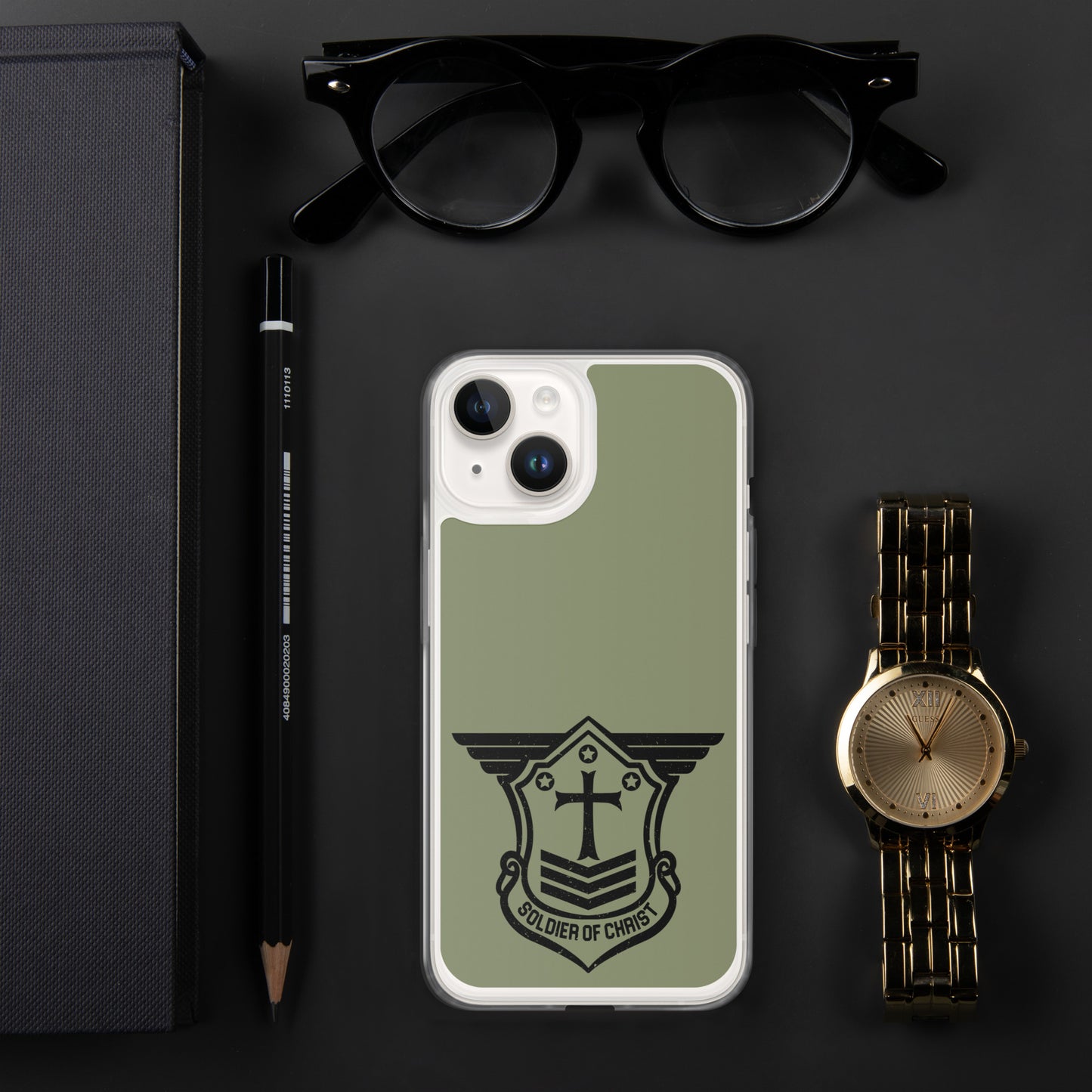 Soldier of Christ Black Military Green Clear Case for iPhone®