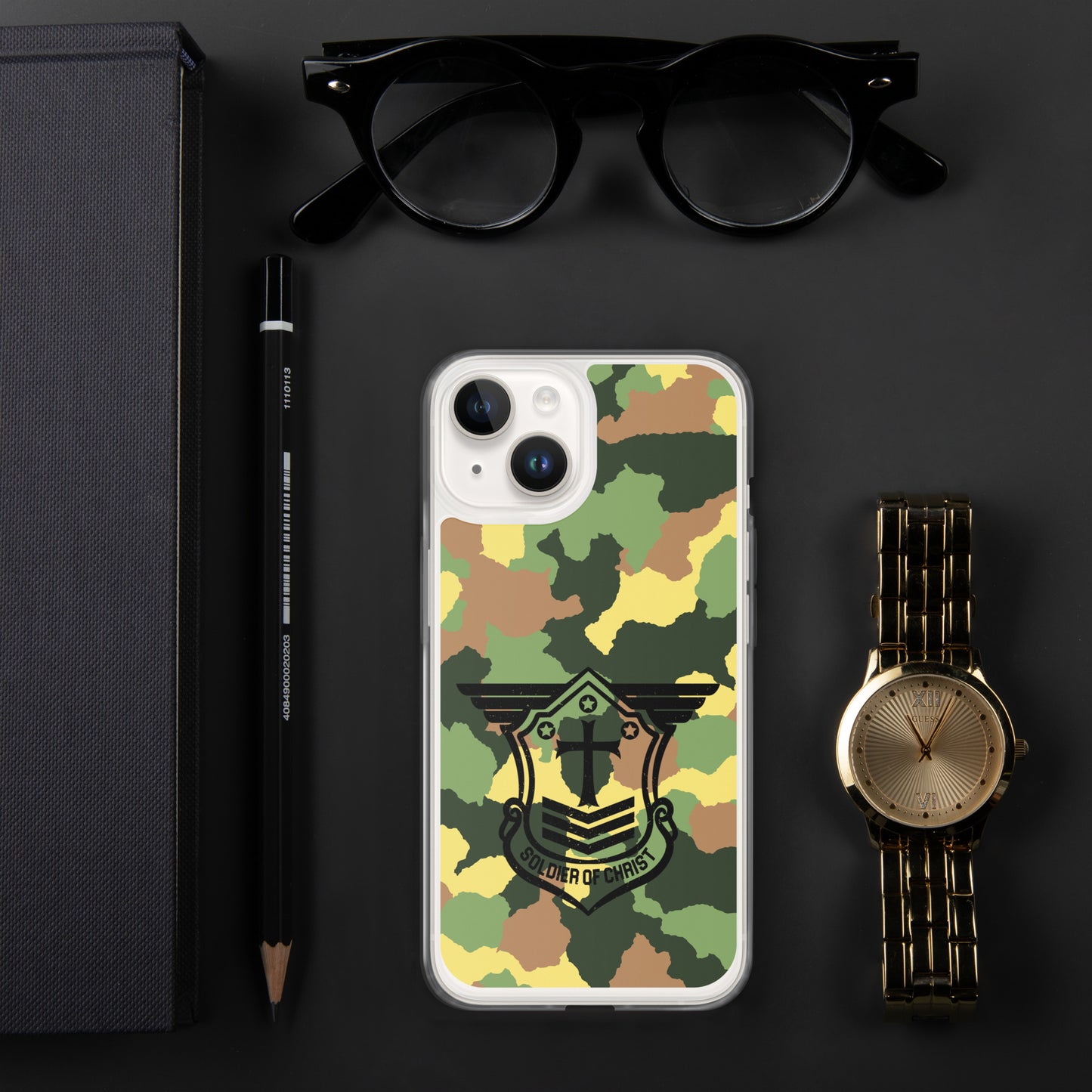 Soldier of Christ Black Camo Green Clear Case for iPhone®