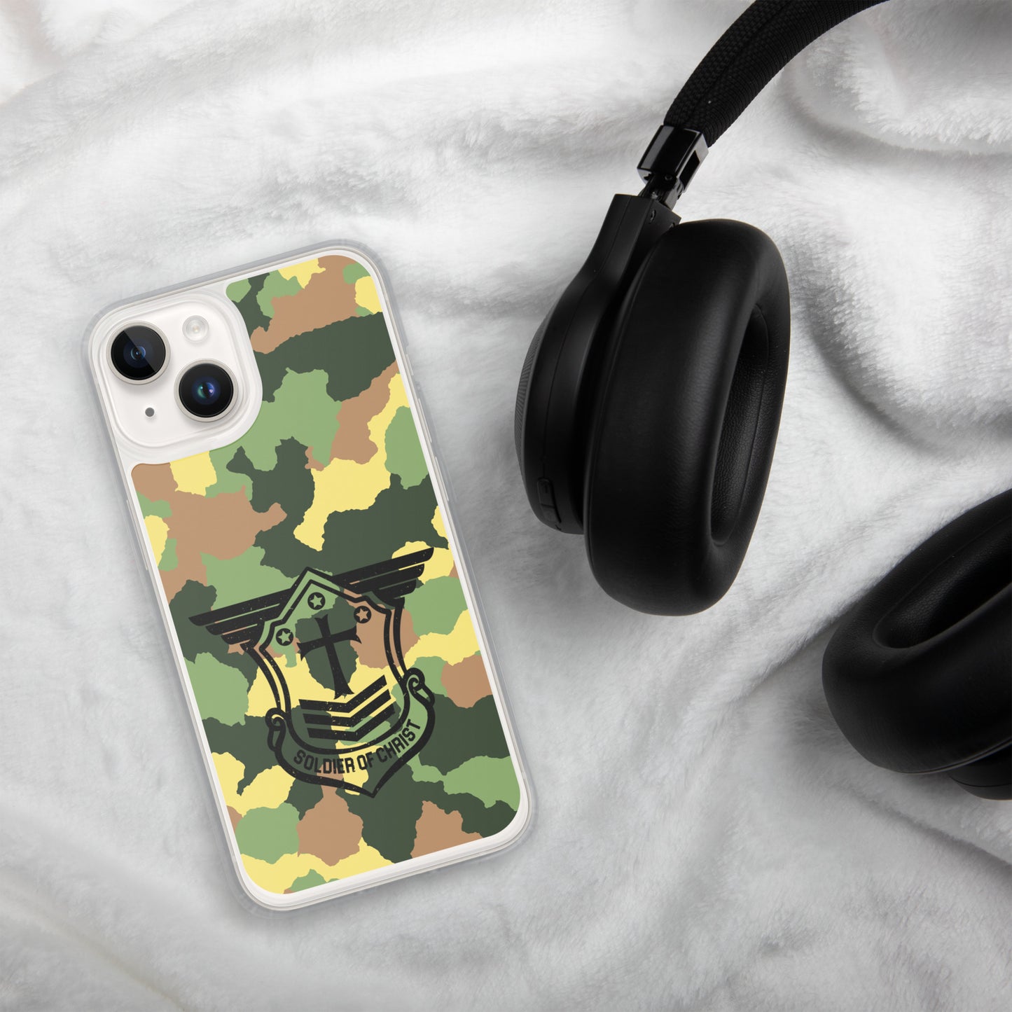 Soldier of Christ Black Camo Green Clear Case for iPhone®