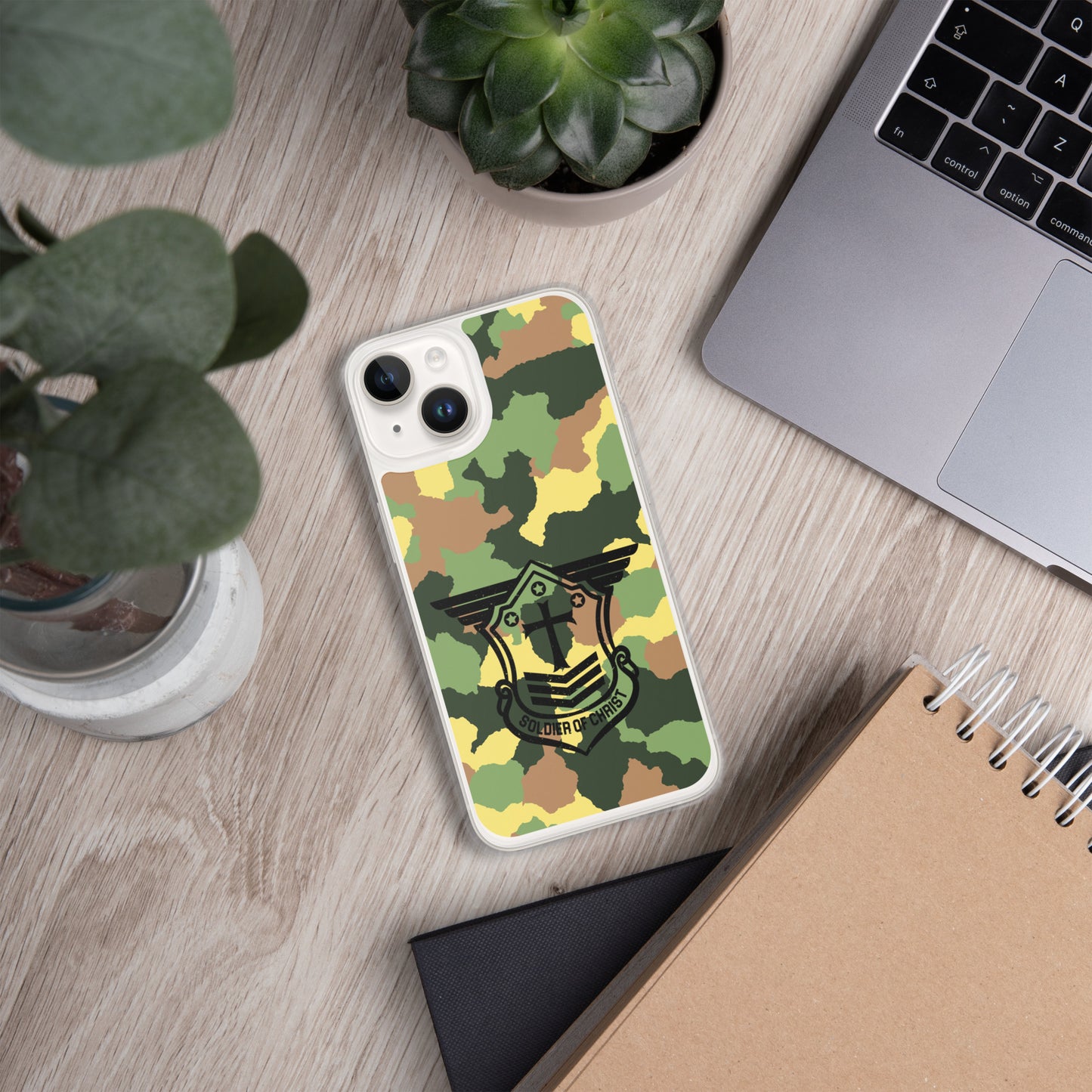 Soldier of Christ Black Camo Green Clear Case for iPhone®